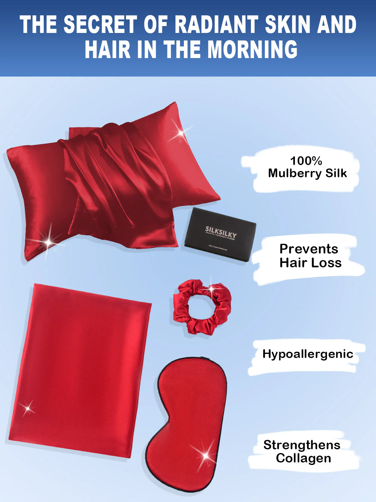 19Momme Silk Skin-Friendly Beauty Sleep Set (Hidden Zipper Pillowcase) - Image 28