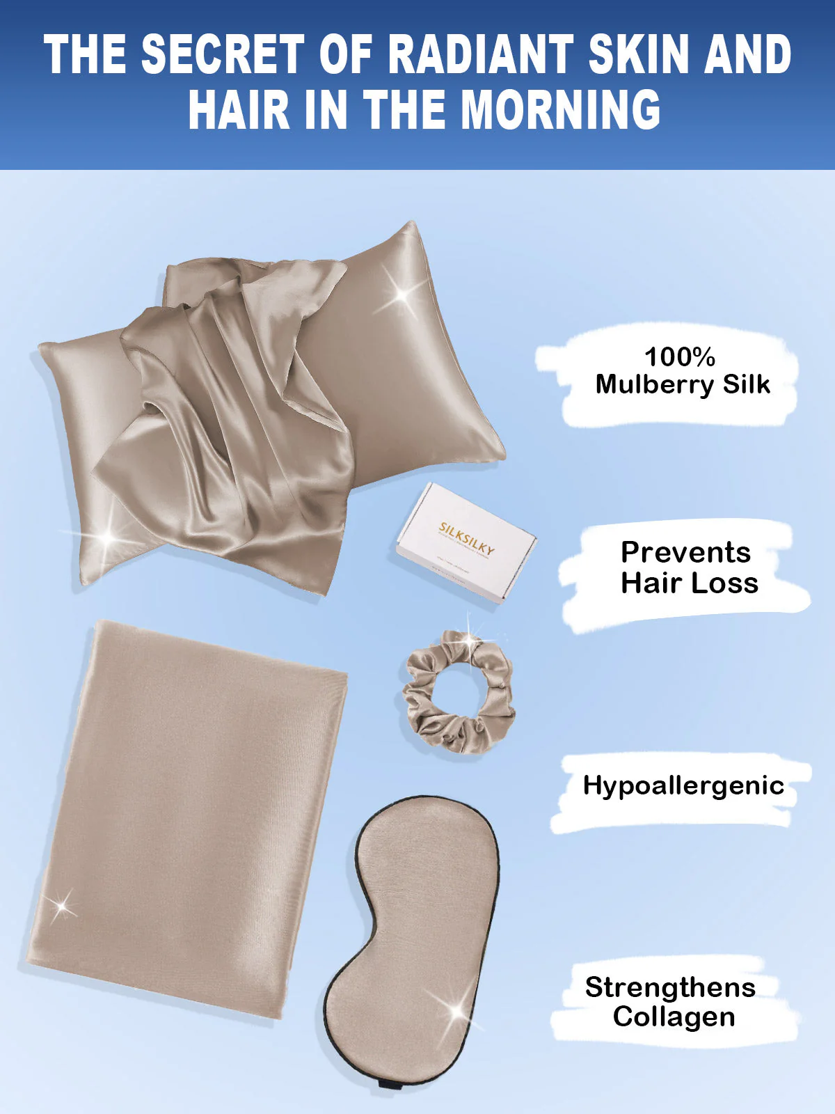 19Momme Silk Skin-Friendly Beauty Sleep Set (Hidden Zipper Pillowcase) - Image 53