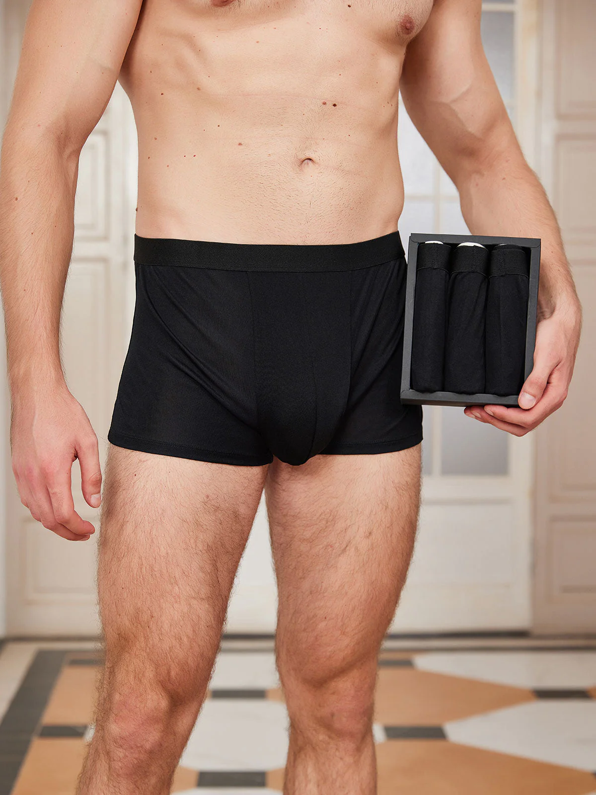 3Pcs Mens Pure Silk Boxer Briefs Underwear - Image 6