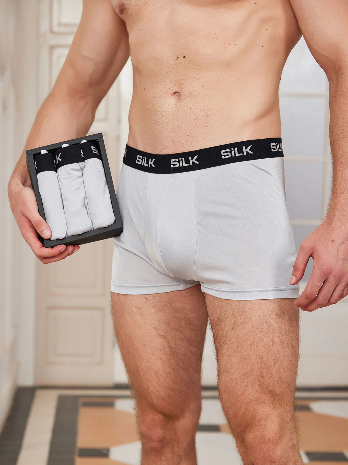 3Pcs Men‘s Ultra Soft Comfy Pure Silk Boxer Underwear - Image 11