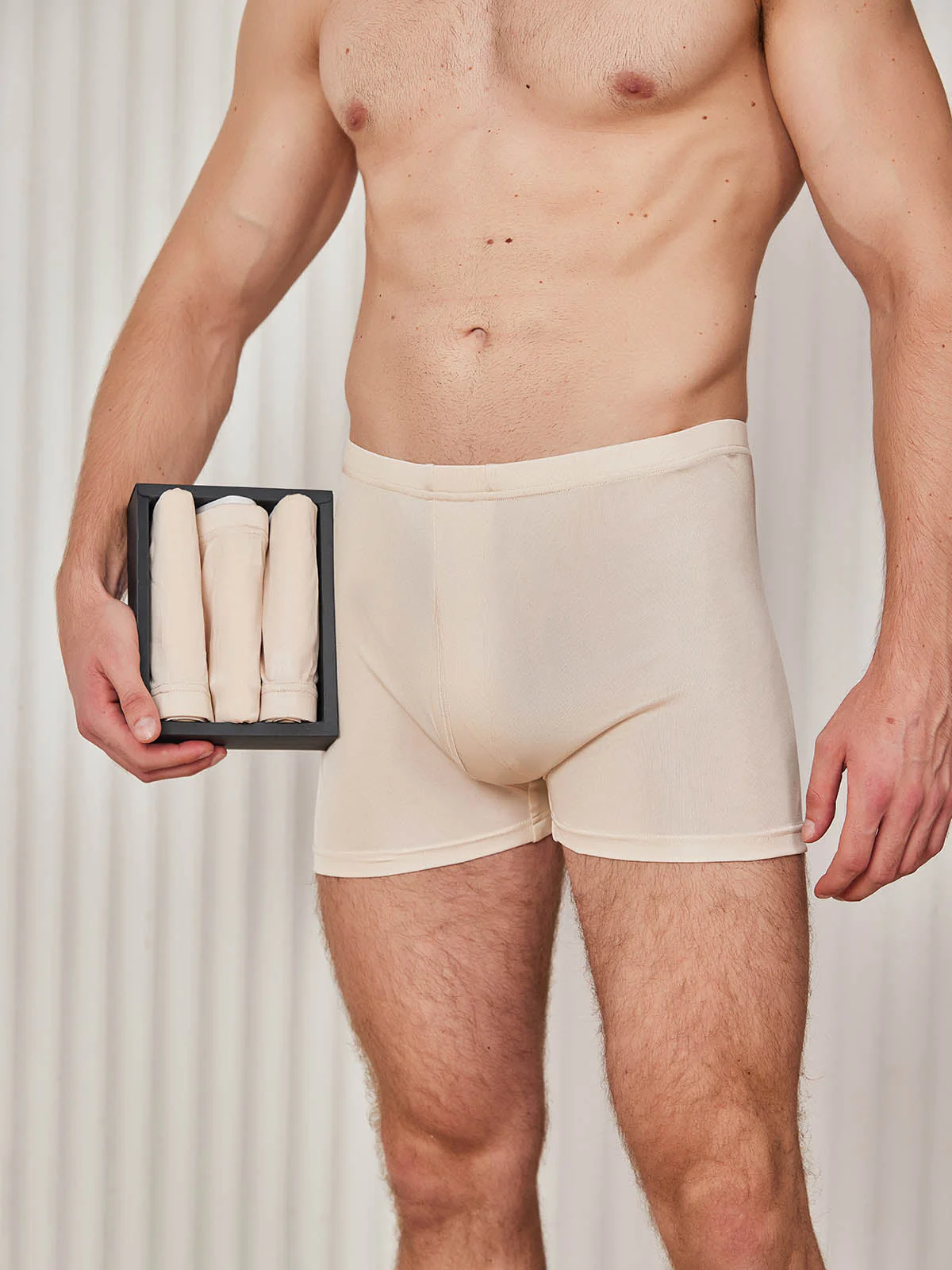 3Pcs Pure Silk Open Front Boxer Briefs for Men - Image 11