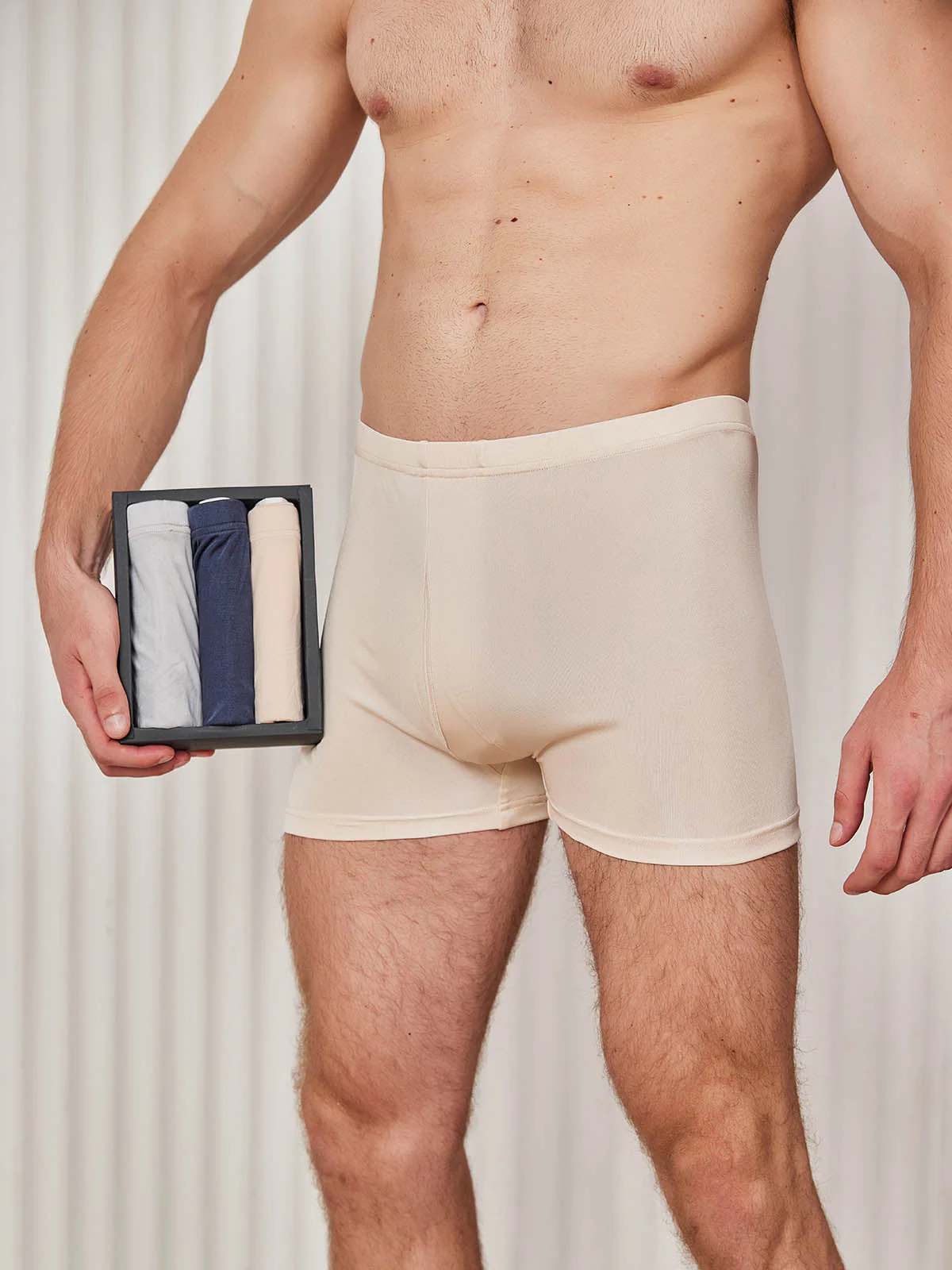 3Pcs Pure Silk Open Front Boxer Briefs for Men - Image 8
