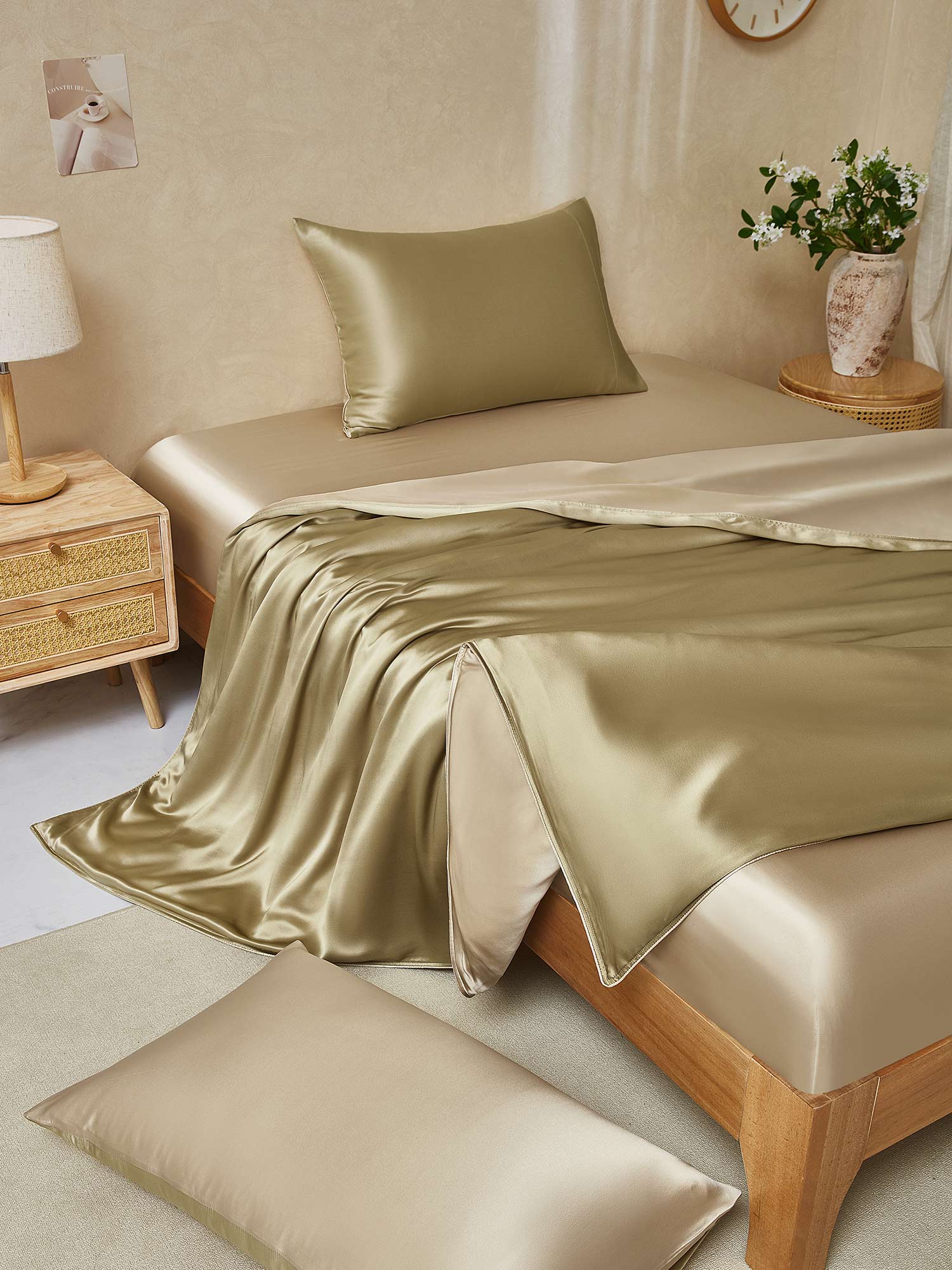 19Momme 4Pcs Silk Set Duvet Cover+Fitted Sheet+2x Pillowcases - Image 110