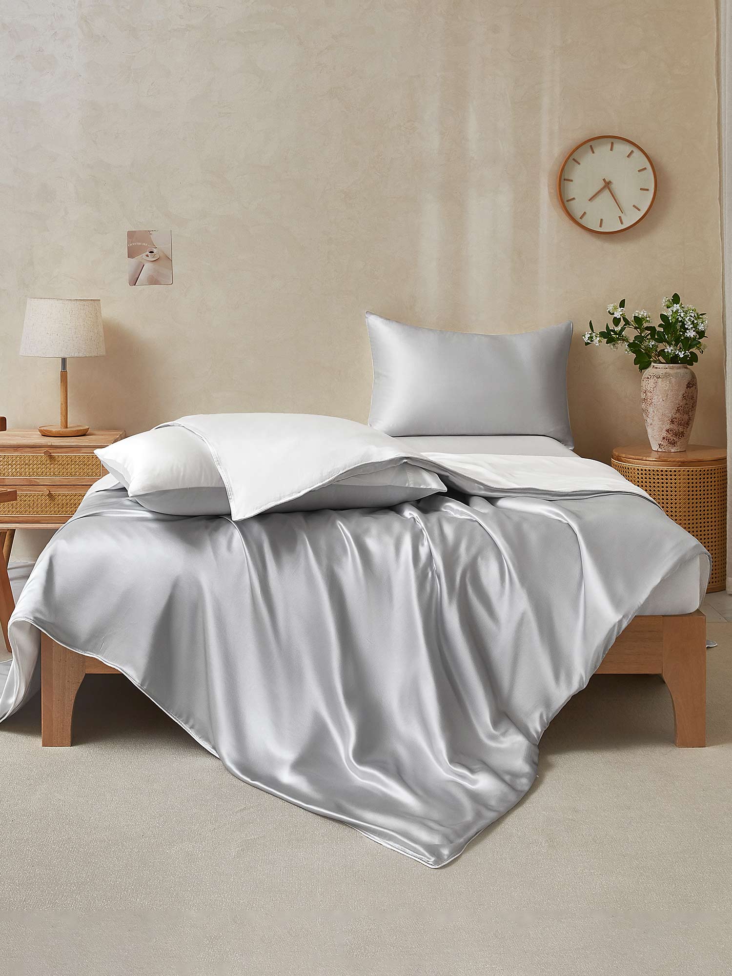 19Momme 4Pcs Silk Set Duvet Cover+Fitted Sheet+2x Pillowcases - Image 119