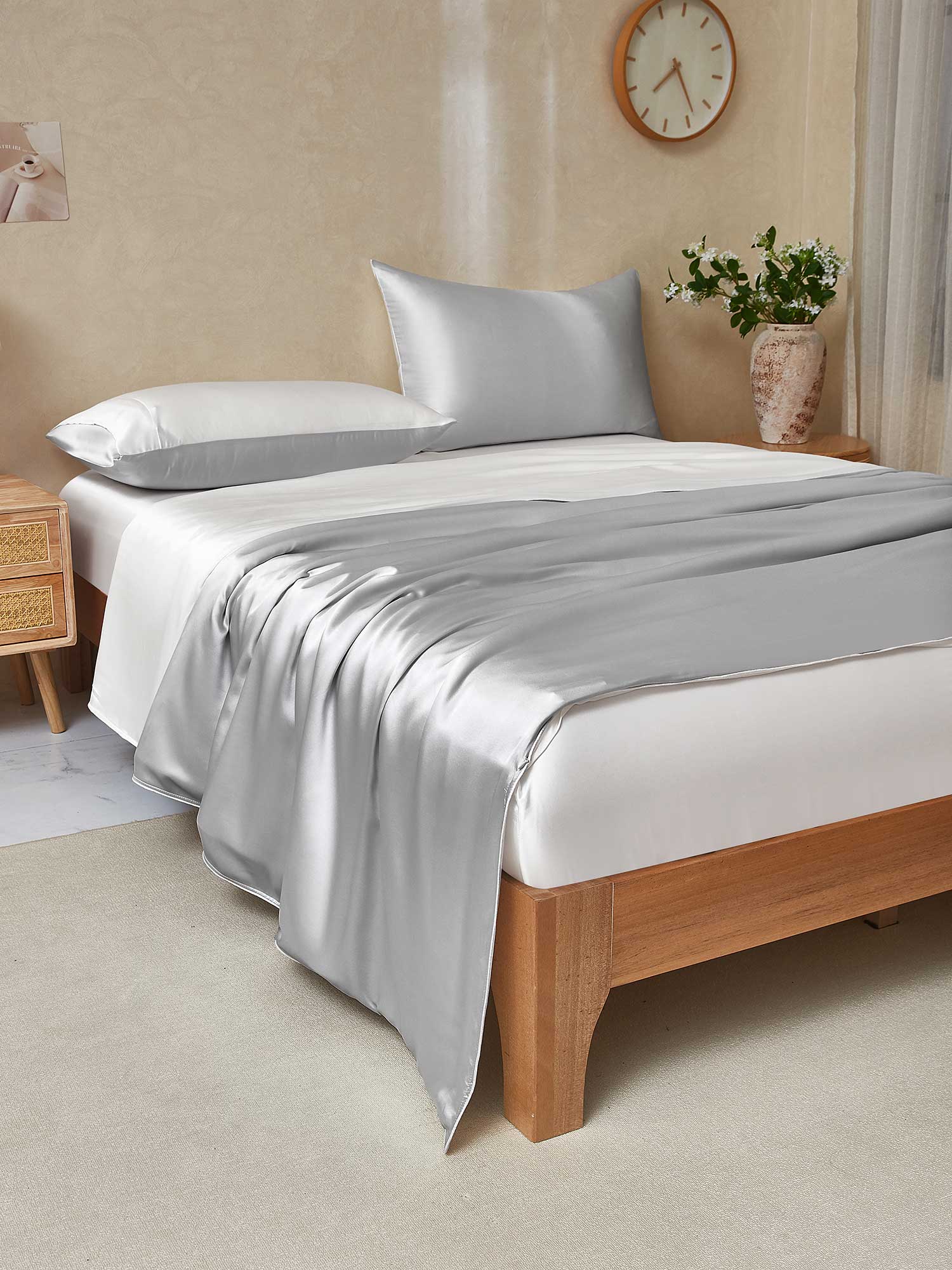 19Momme 4Pcs Silk Set Duvet Cover+Fitted Sheet+2x Pillowcases - Image 120