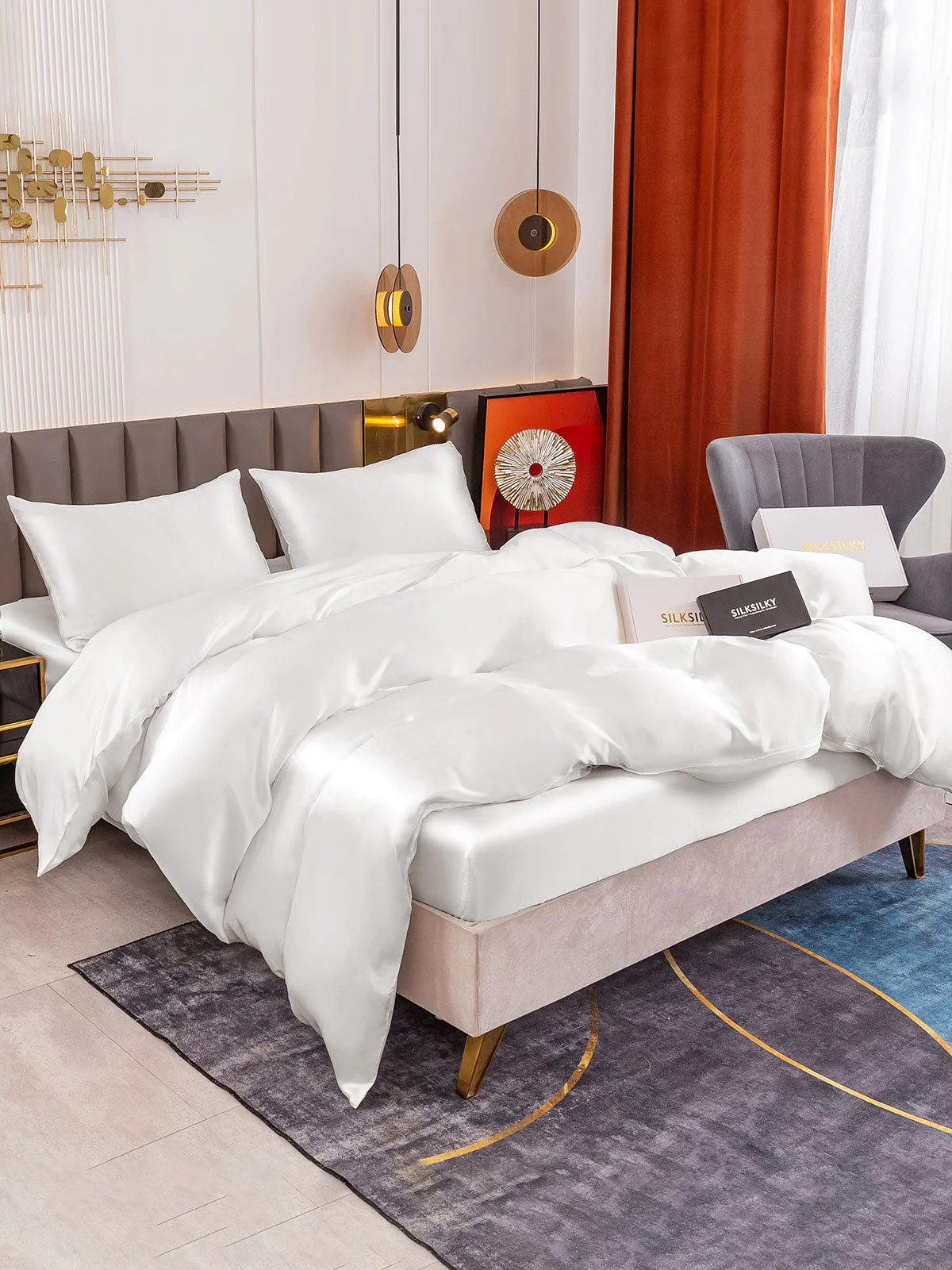 19Momme 4Pcs Silk Set Duvet Cover+Fitted Sheet+2x Pillowcases - Image 17