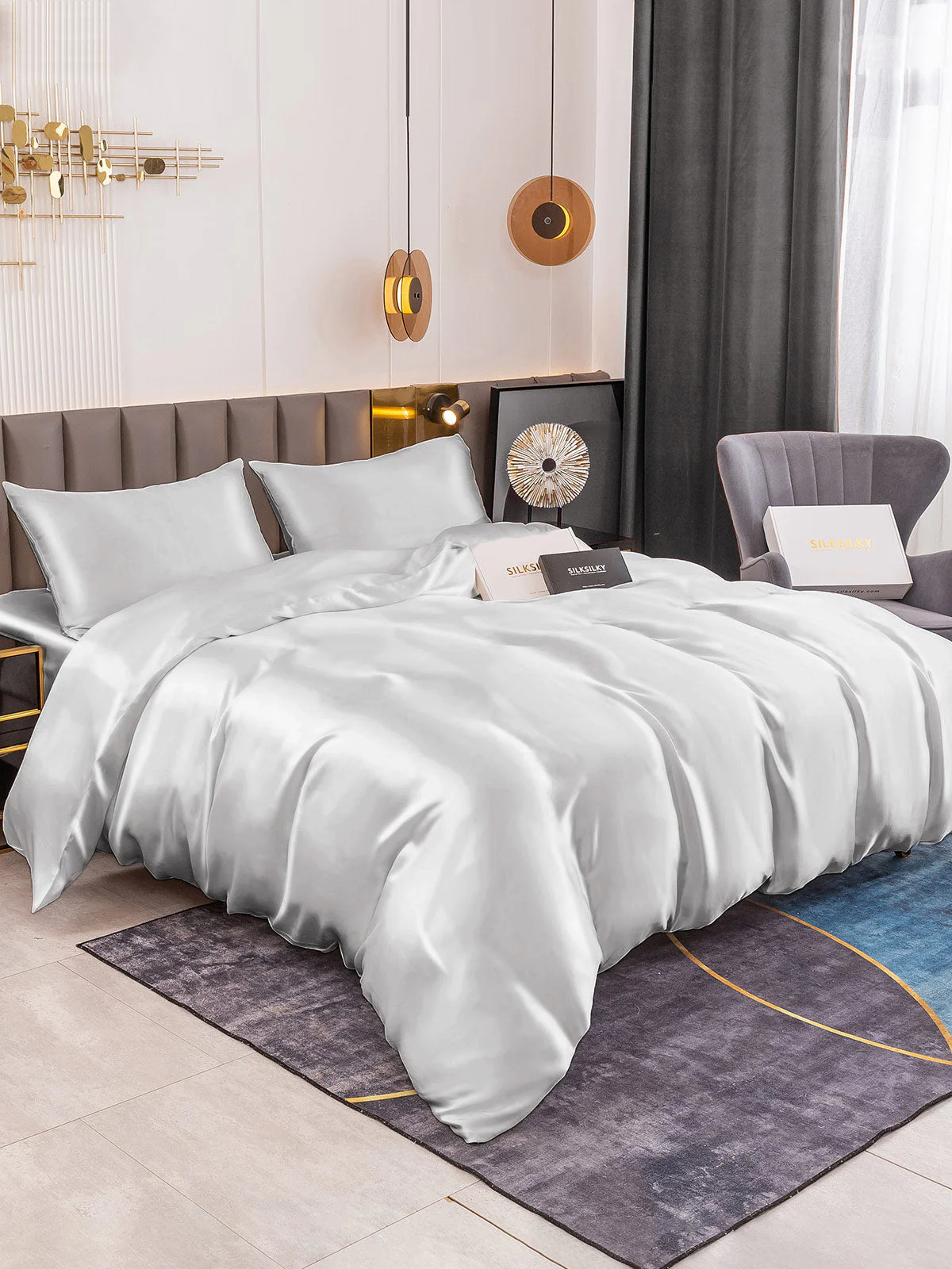 19Momme 4Pcs Silk Set Duvet Cover+Fitted Sheet+2x Pillowcases - Image 28
