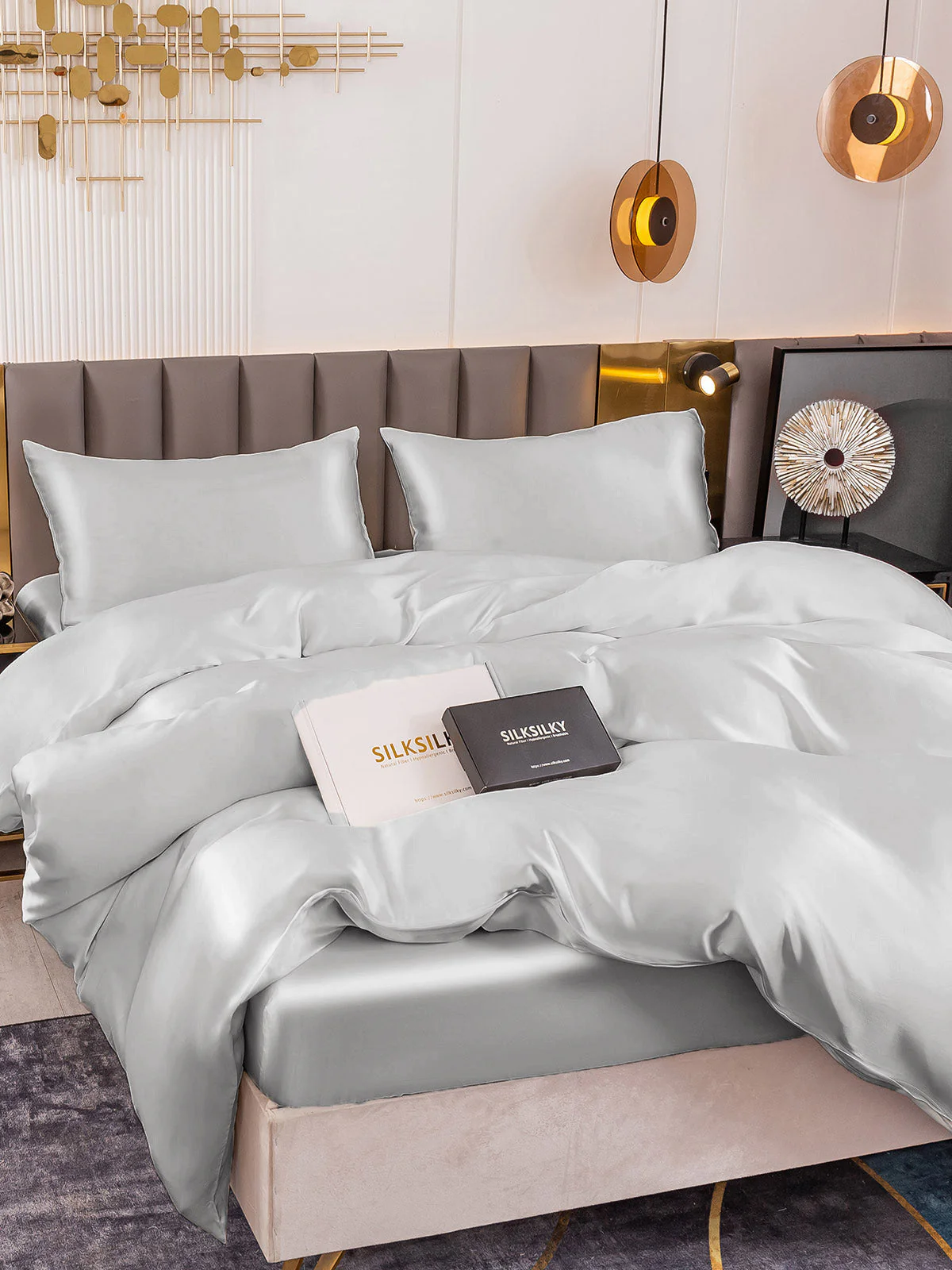 19Momme 4Pcs Silk Set Duvet Cover+Fitted Sheet+2x Pillowcases - Image 29