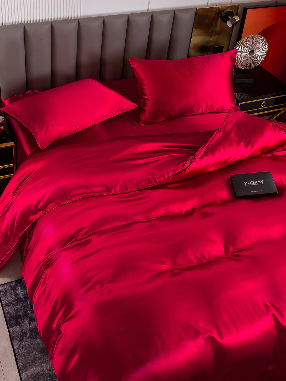 19Momme 4Pcs Silk Set Duvet Cover+Fitted Sheet+2x Pillowcases - Image 3