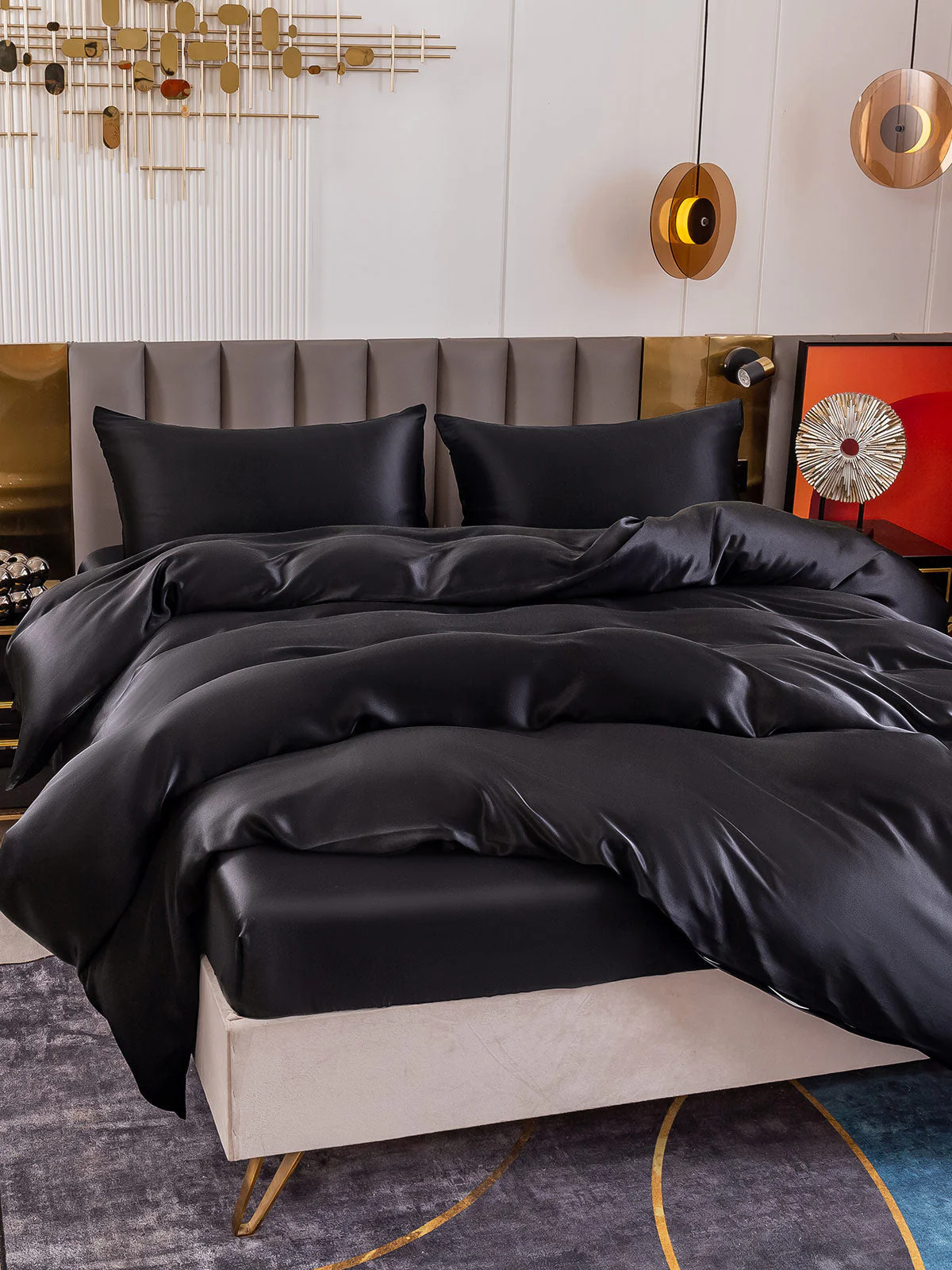 19Momme 4Pcs Silk Set Duvet Cover+Fitted Sheet+2x Pillowcases - Image 35