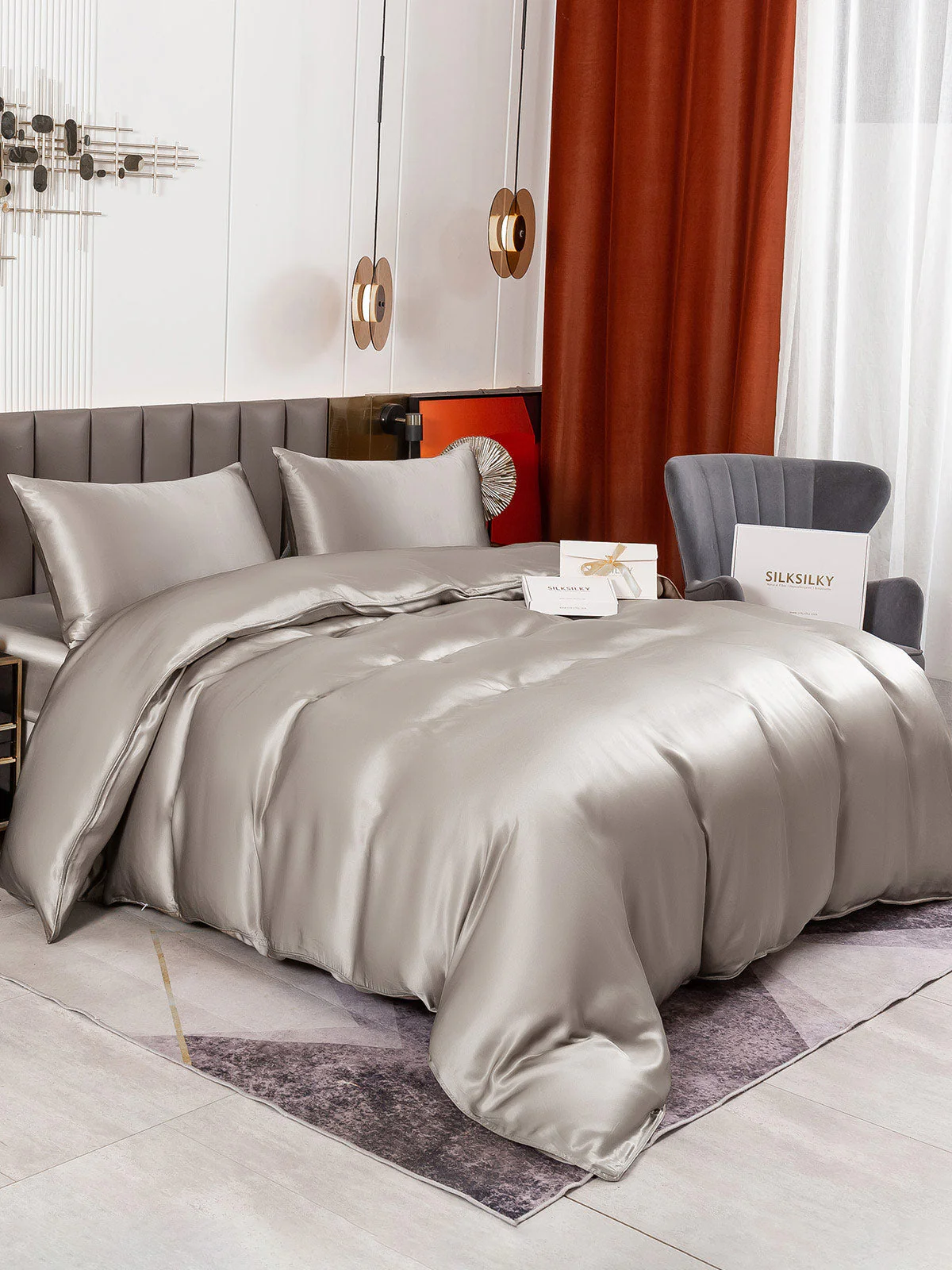 19Momme 4Pcs Silk Set Duvet Cover+Fitted Sheet+2x Pillowcases - Image 41