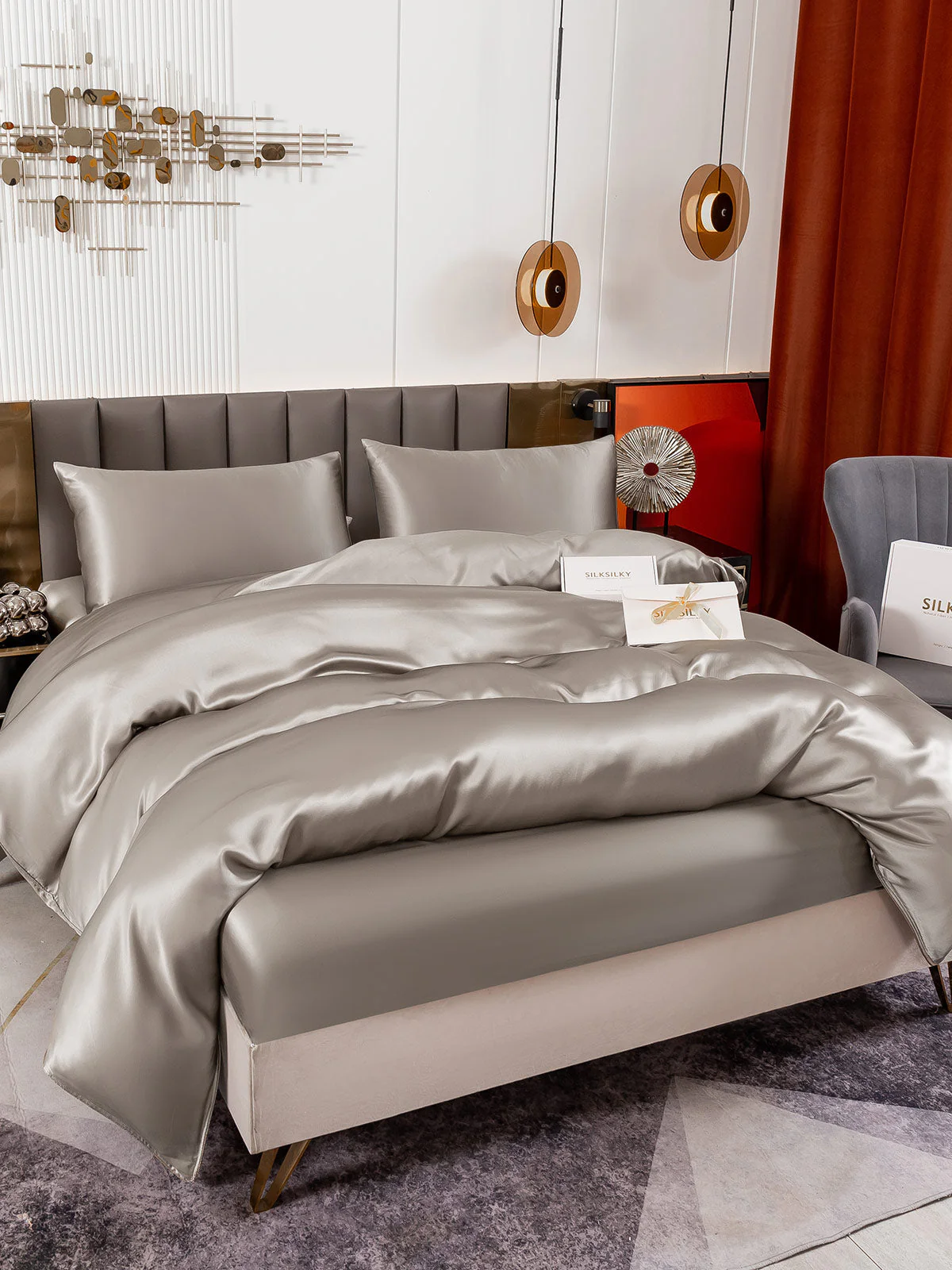 19Momme 4Pcs Silk Set Duvet Cover+Fitted Sheet+2x Pillowcases - Image 42