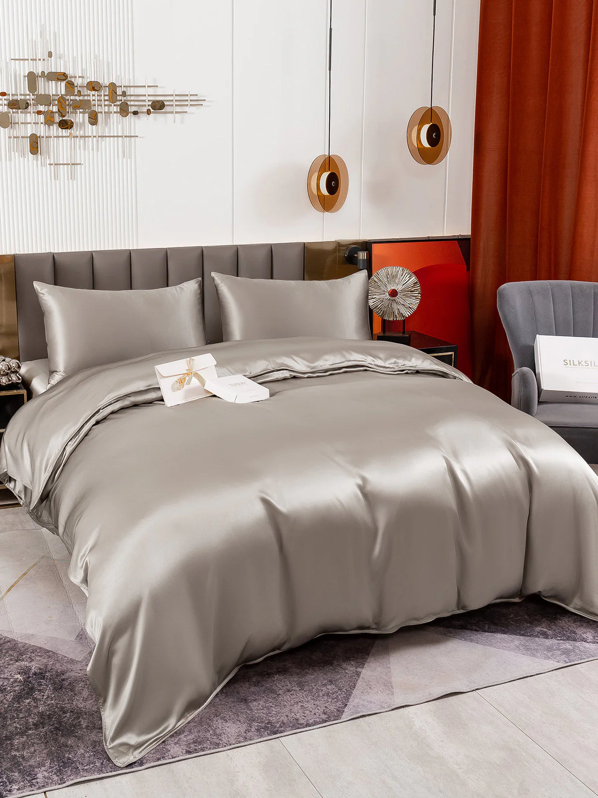 19Momme 4Pcs Silk Set Duvet Cover+Fitted Sheet+2x Pillowcases - Image 44
