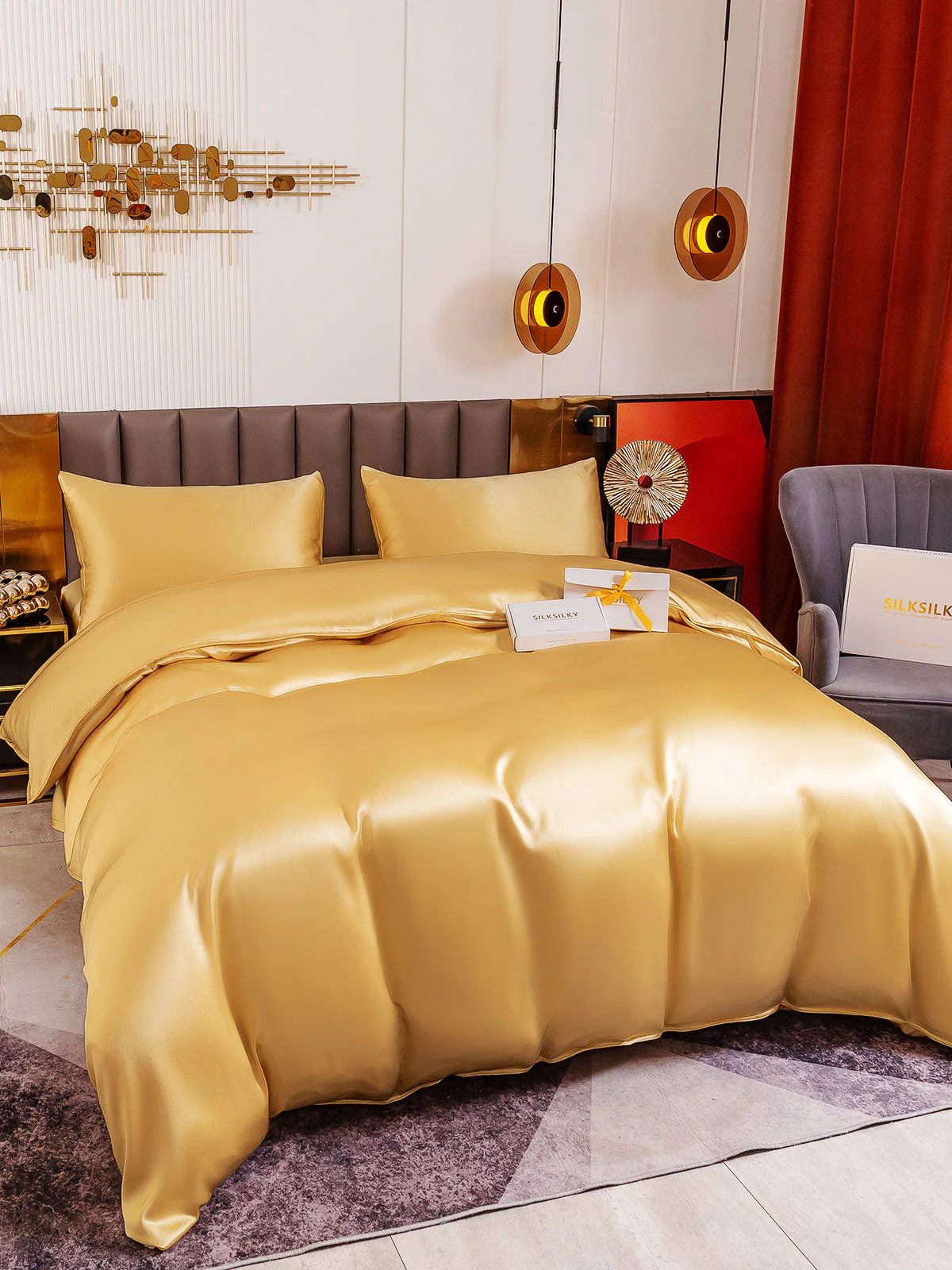 19Momme 4Pcs Silk Set Duvet Cover+Fitted Sheet+2x Pillowcases - Image 47