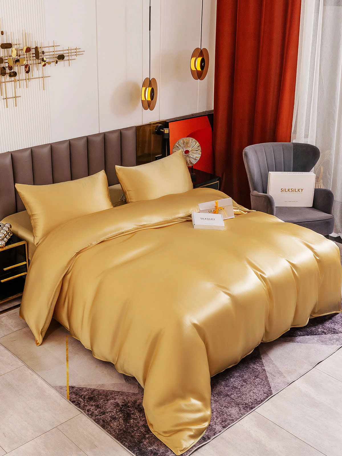 19Momme 4Pcs Silk Set Duvet Cover+Fitted Sheet+2x Pillowcases - Image 49