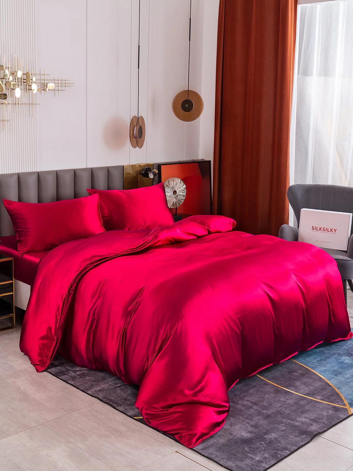 19Momme 4Pcs Silk Set Duvet Cover+Fitted Sheet+2x Pillowcases - Image 5