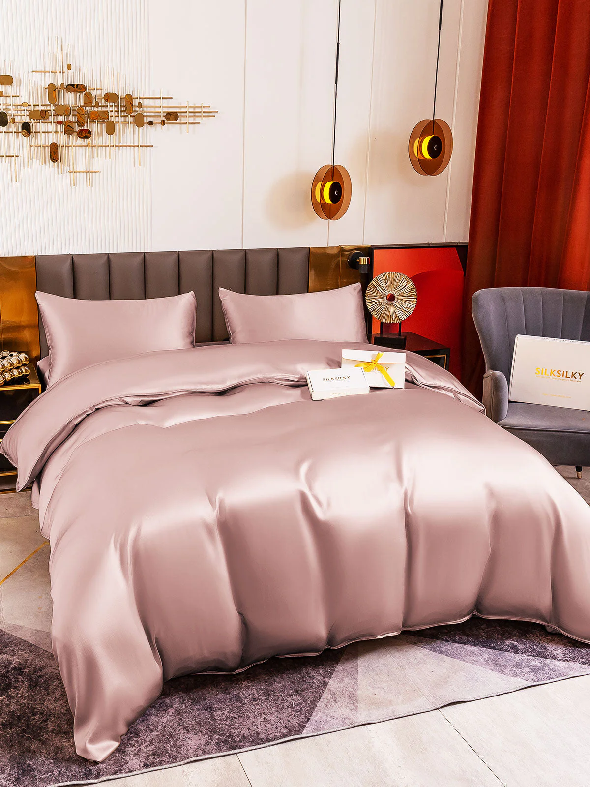 19Momme 4Pcs Silk Set Duvet Cover+Fitted Sheet+2x Pillowcases - Image 53