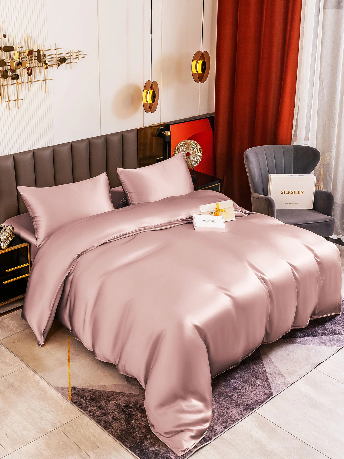 19Momme 4Pcs Silk Set Duvet Cover+Fitted Sheet+2x Pillowcases - Image 57