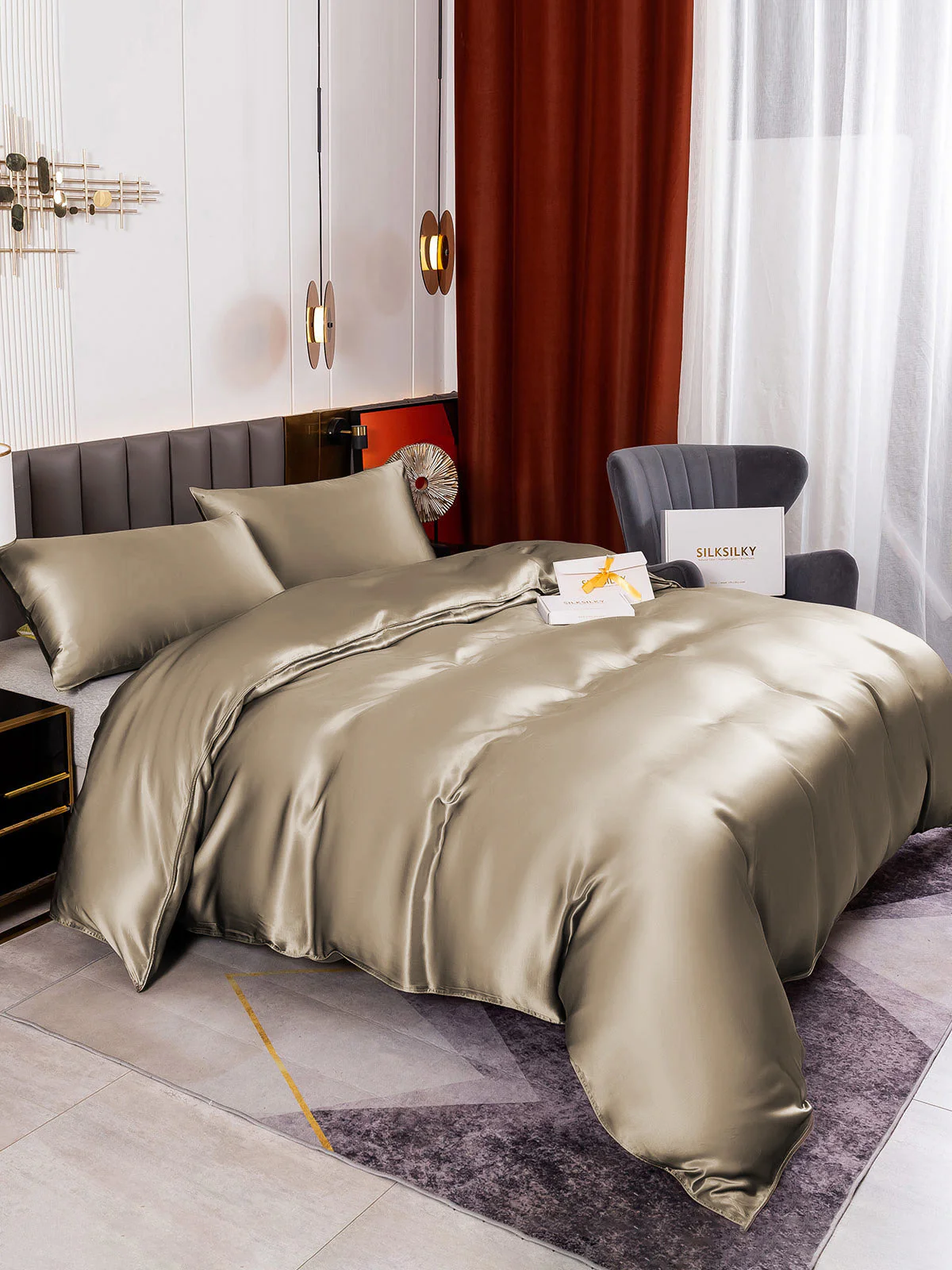 19Momme 4Pcs Silk Set Duvet Cover+Fitted Sheet+2x Pillowcases - Image 63