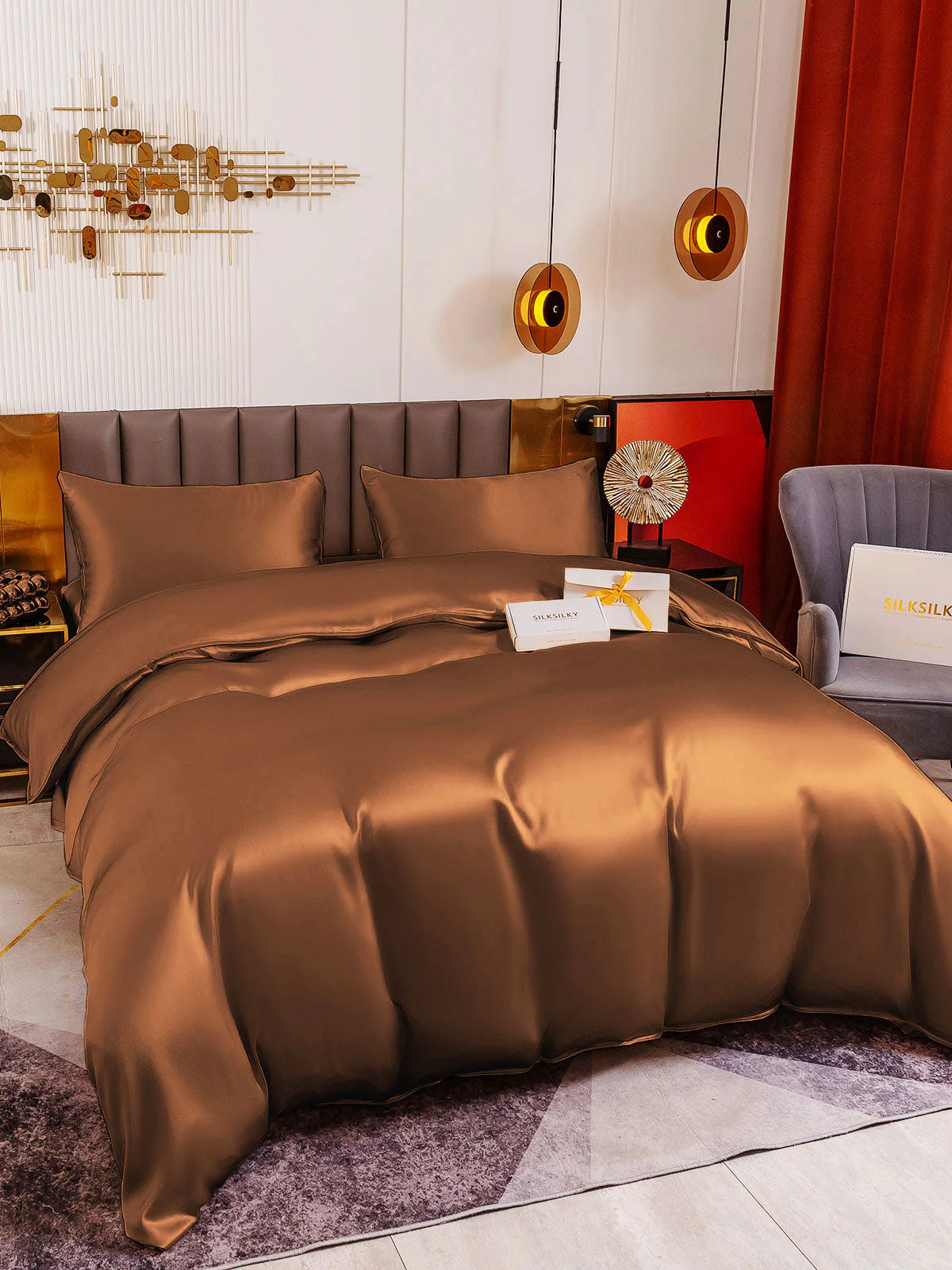 19Momme 4Pcs Silk Set Duvet Cover+Fitted Sheet+2x Pillowcases - Image 73