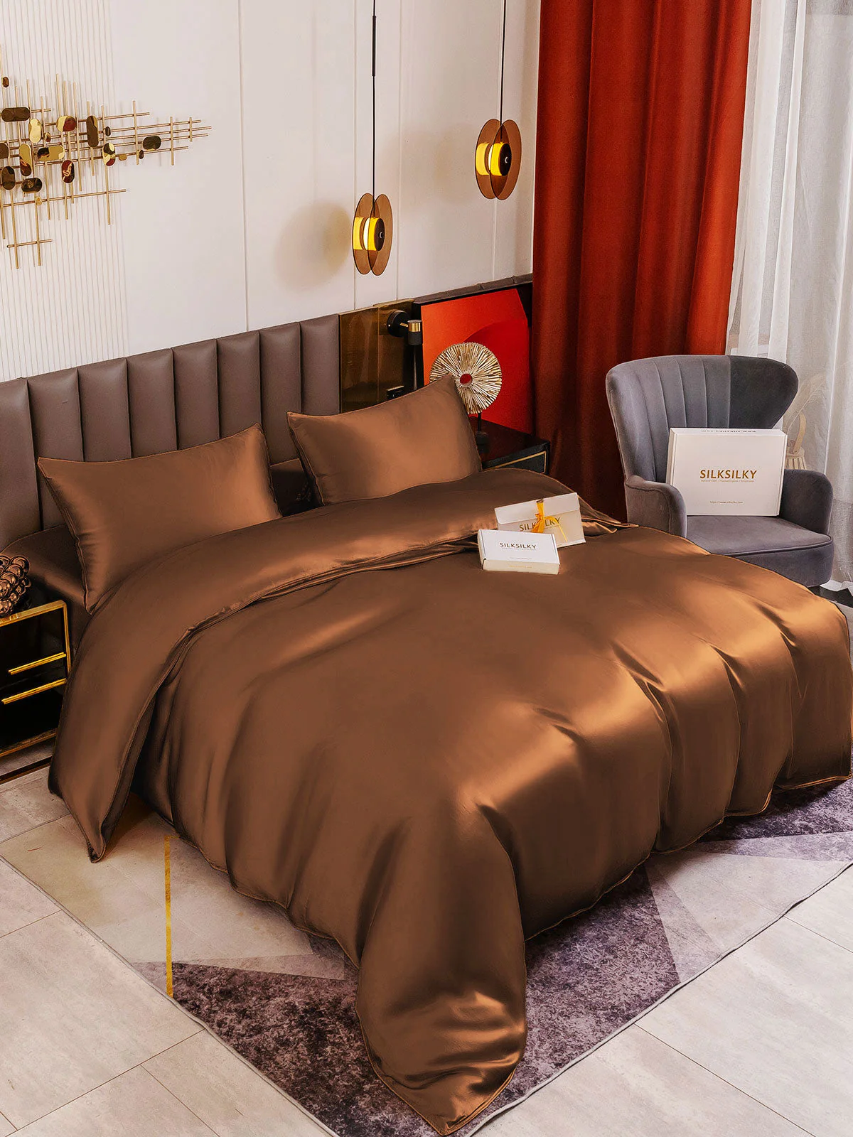 19Momme 4Pcs Silk Set Duvet Cover+Fitted Sheet+2x Pillowcases - Image 74