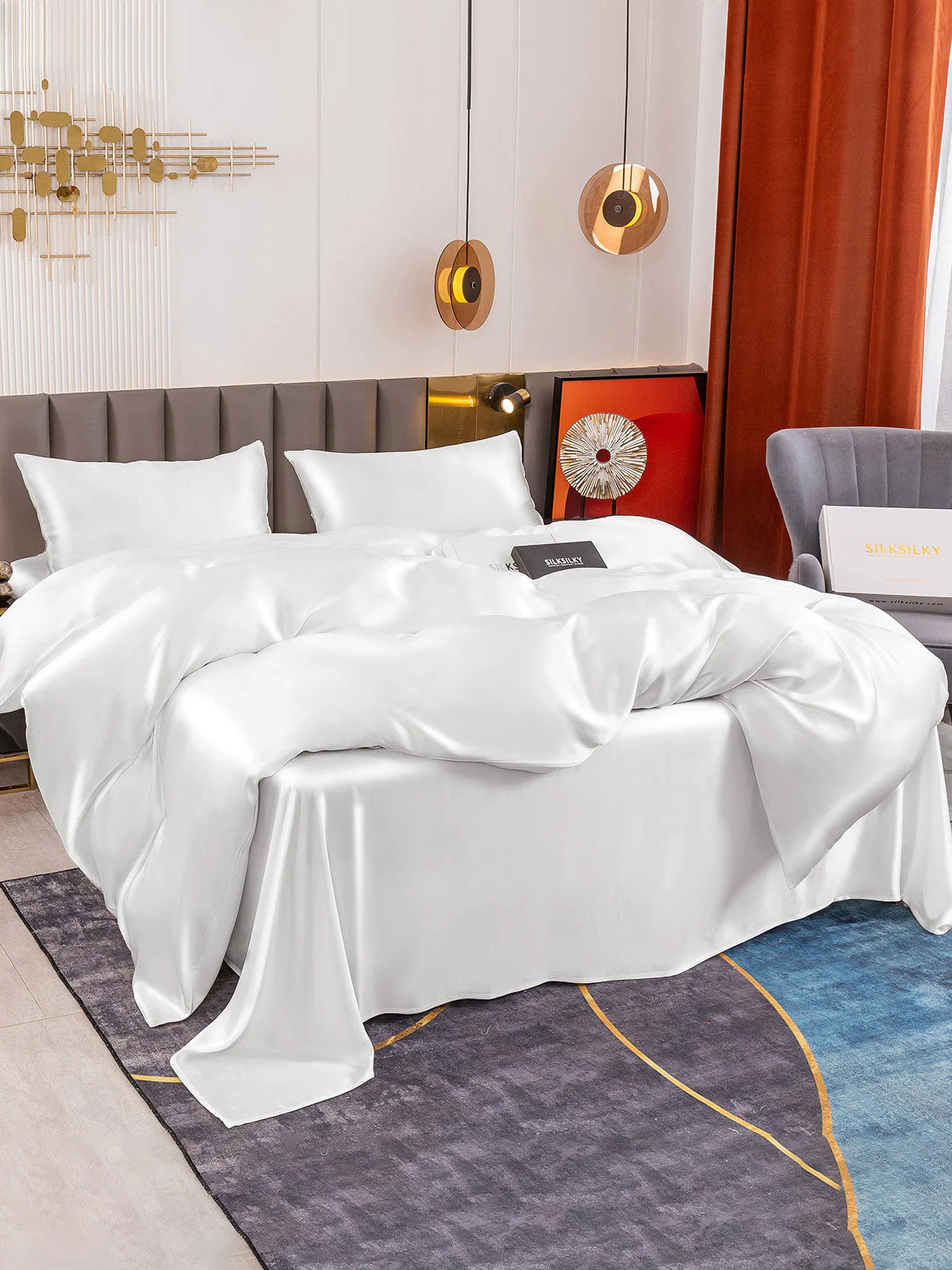 19Momme 4Pcs Silk Set Duvet Cover+Flat Sheet+2x Pillowcases - Image 13
