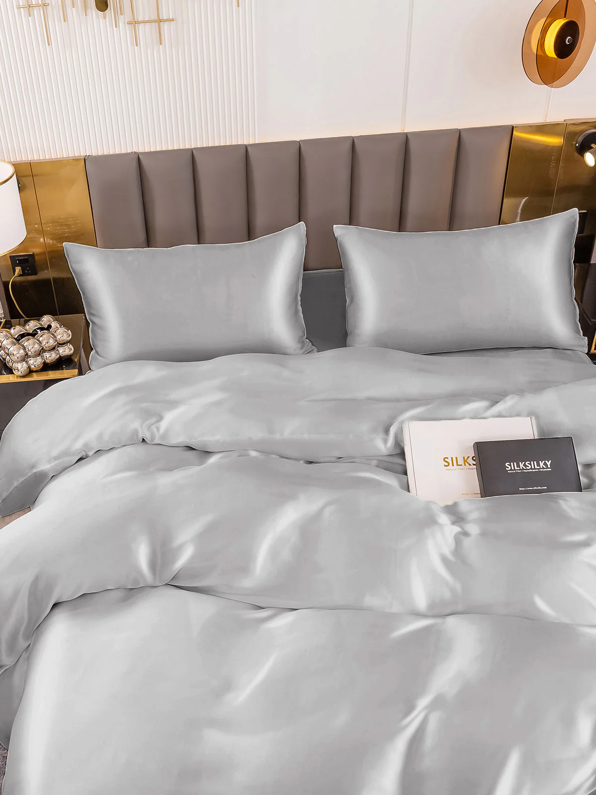 19Momme 4Pcs Silk Set Duvet Cover+Flat Sheet+2x Pillowcases - Image 36