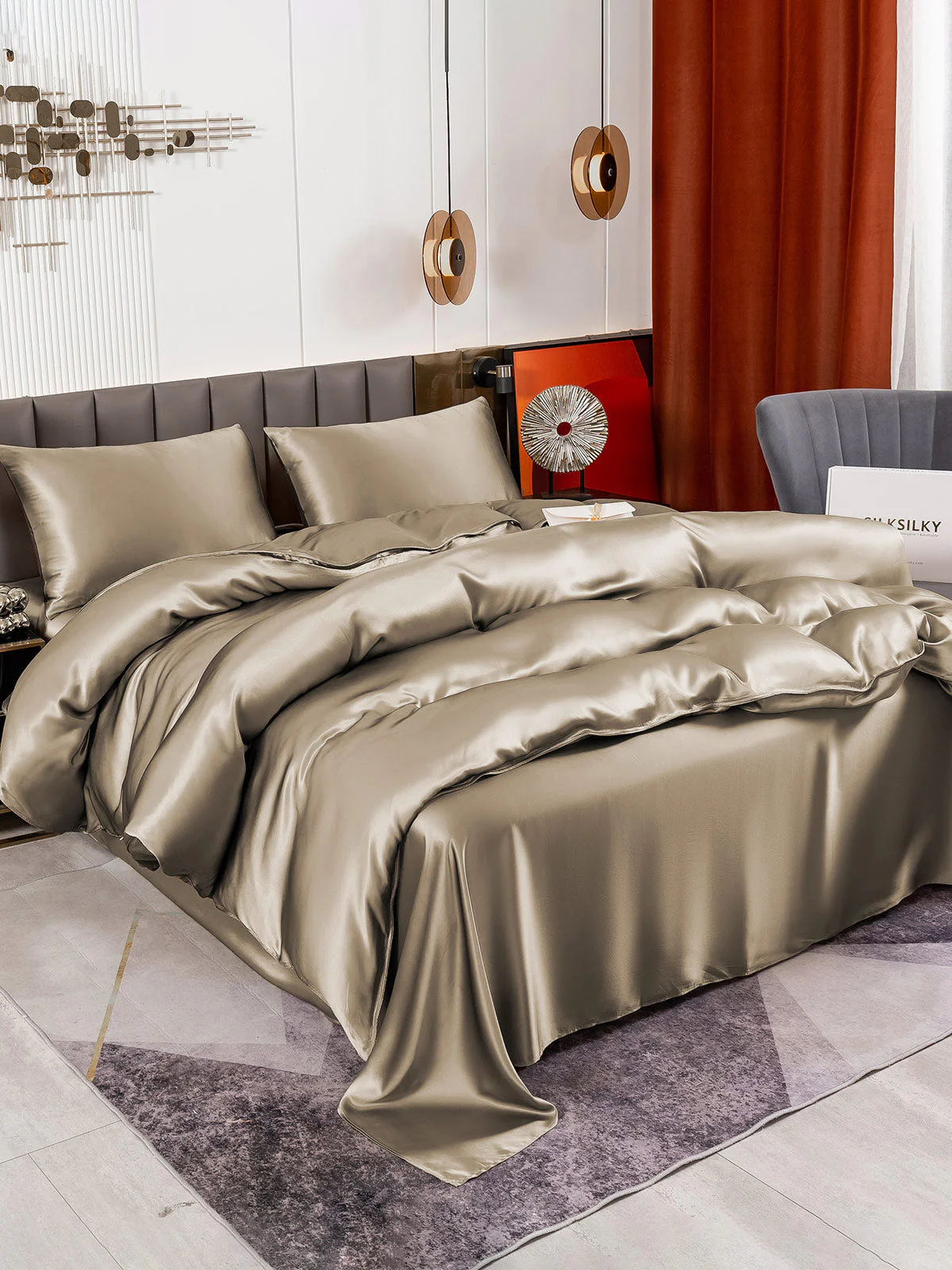 19Momme 4Pcs Silk Set Duvet Cover+Flat Sheet+2x Pillowcases - Image 51