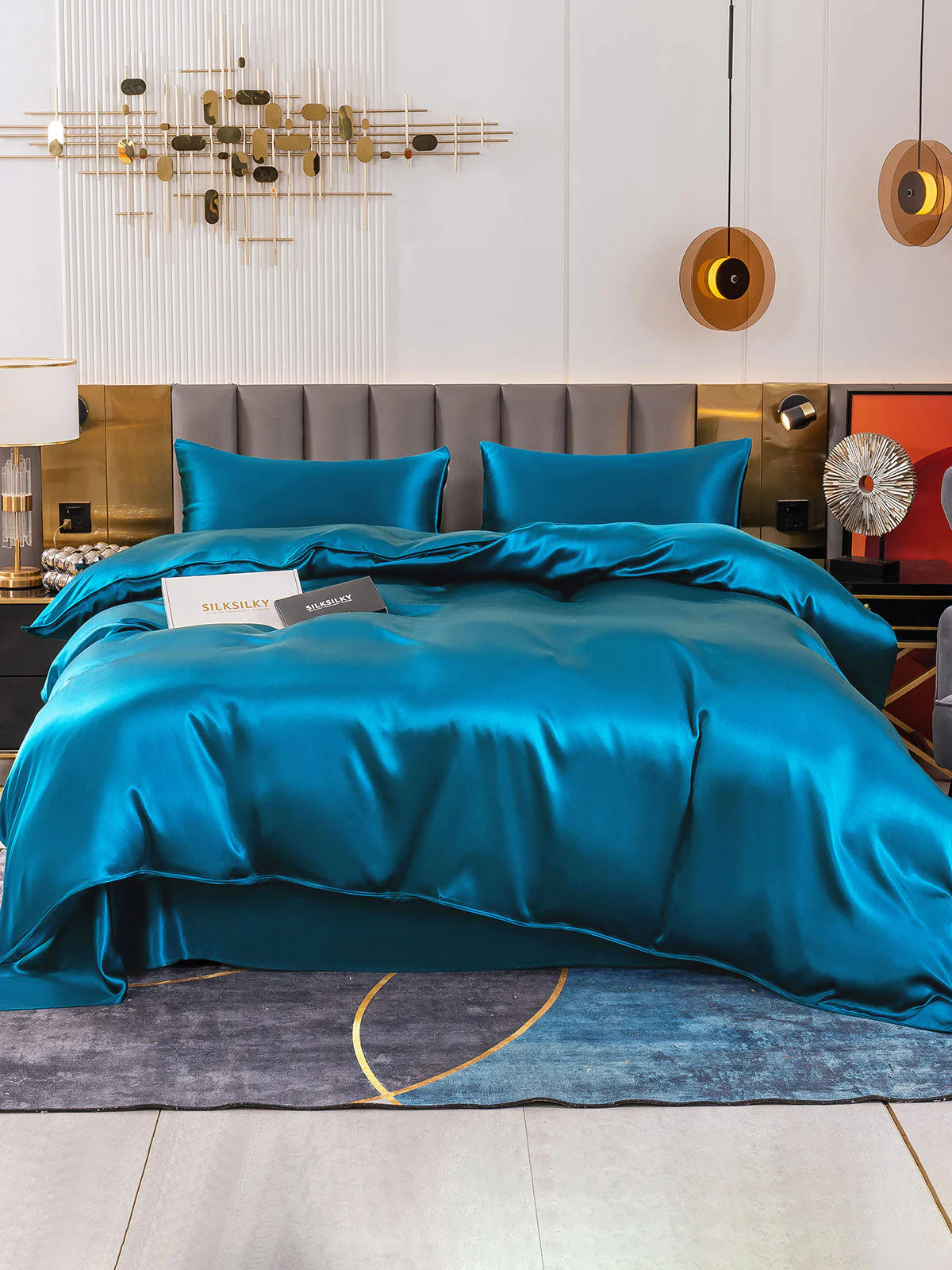 19Momme 4Pcs Silk Set Duvet Cover+Flat Sheet+2x Pillowcases - Image 55