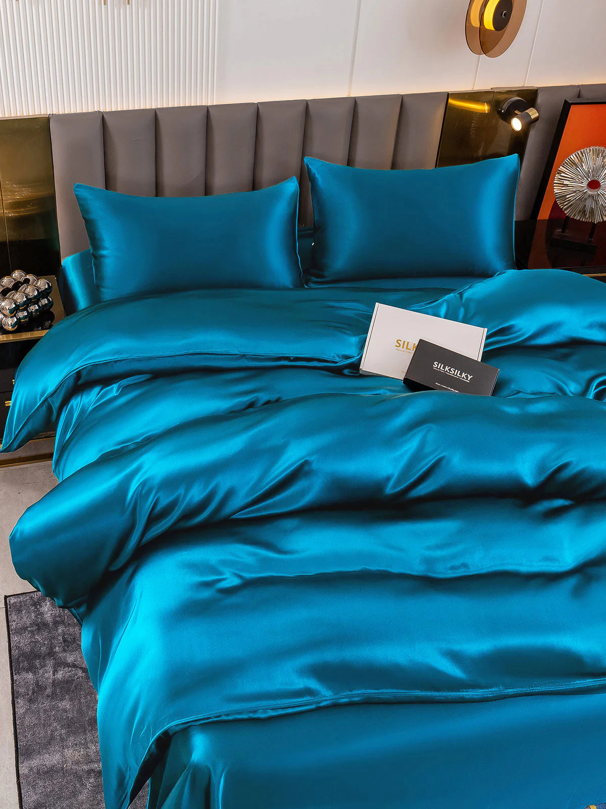 19Momme 4Pcs Silk Set Duvet Cover+Flat Sheet+2x Pillowcases - Image 56