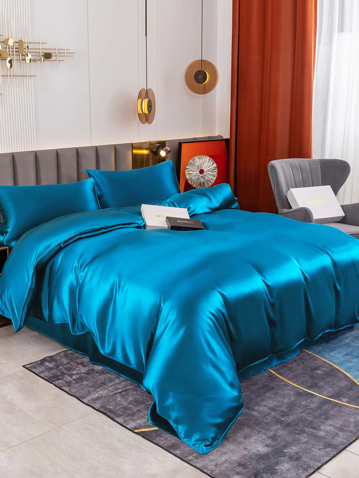 19Momme 4Pcs Silk Set Duvet Cover+Flat Sheet+2x Pillowcases - Image 57