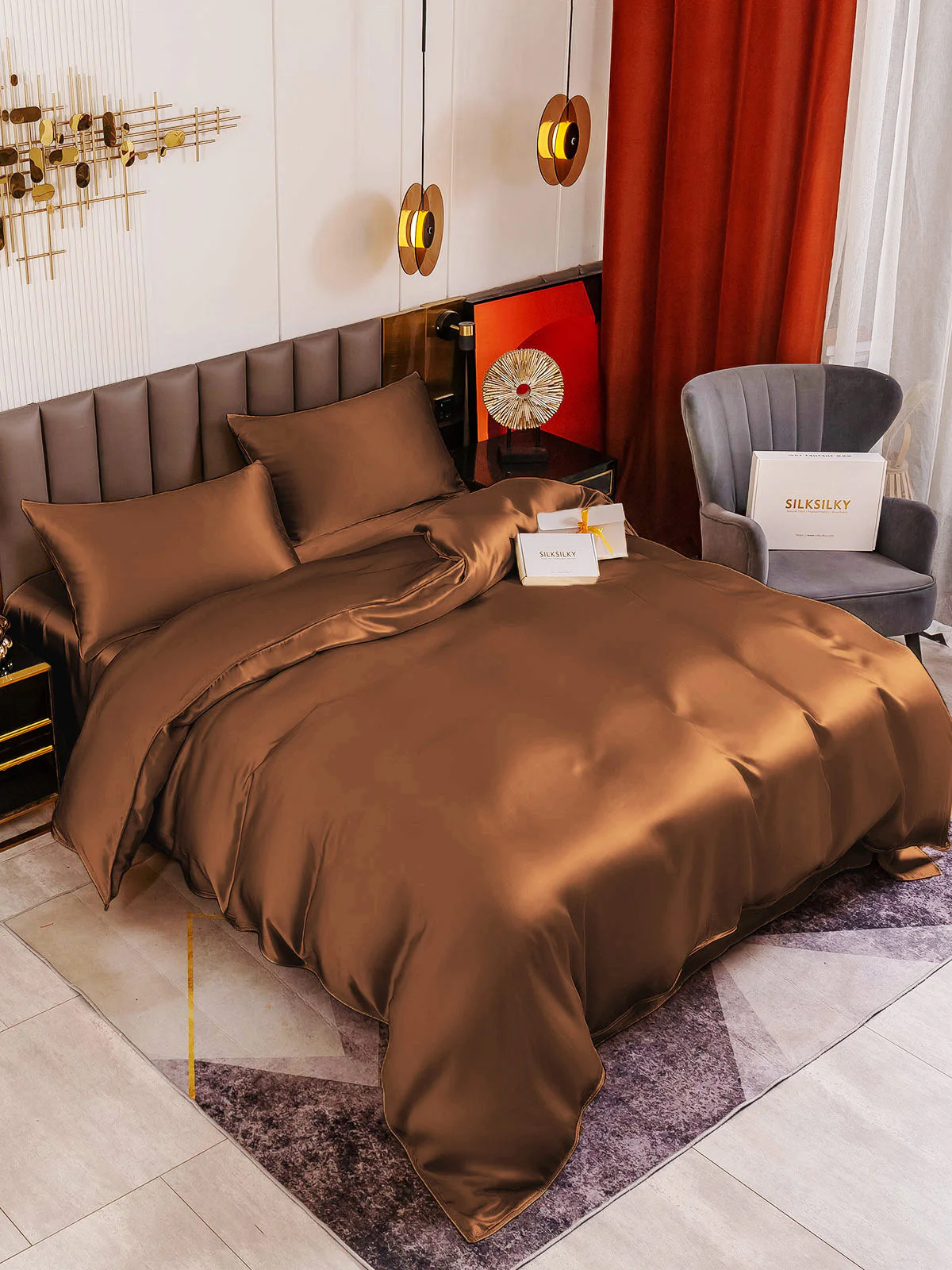 19Momme 4Pcs Silk Set Duvet Cover+Flat Sheet+2x Pillowcases - Image 60