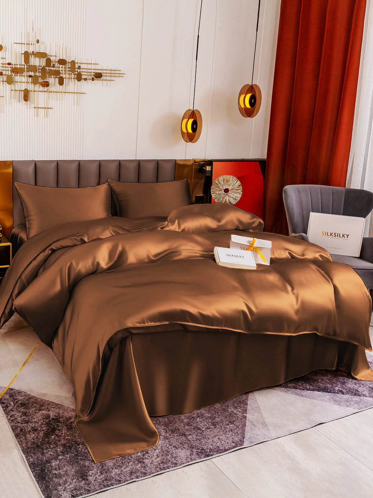 19Momme 4Pcs Silk Set Duvet Cover+Flat Sheet+2x Pillowcases - Image 62