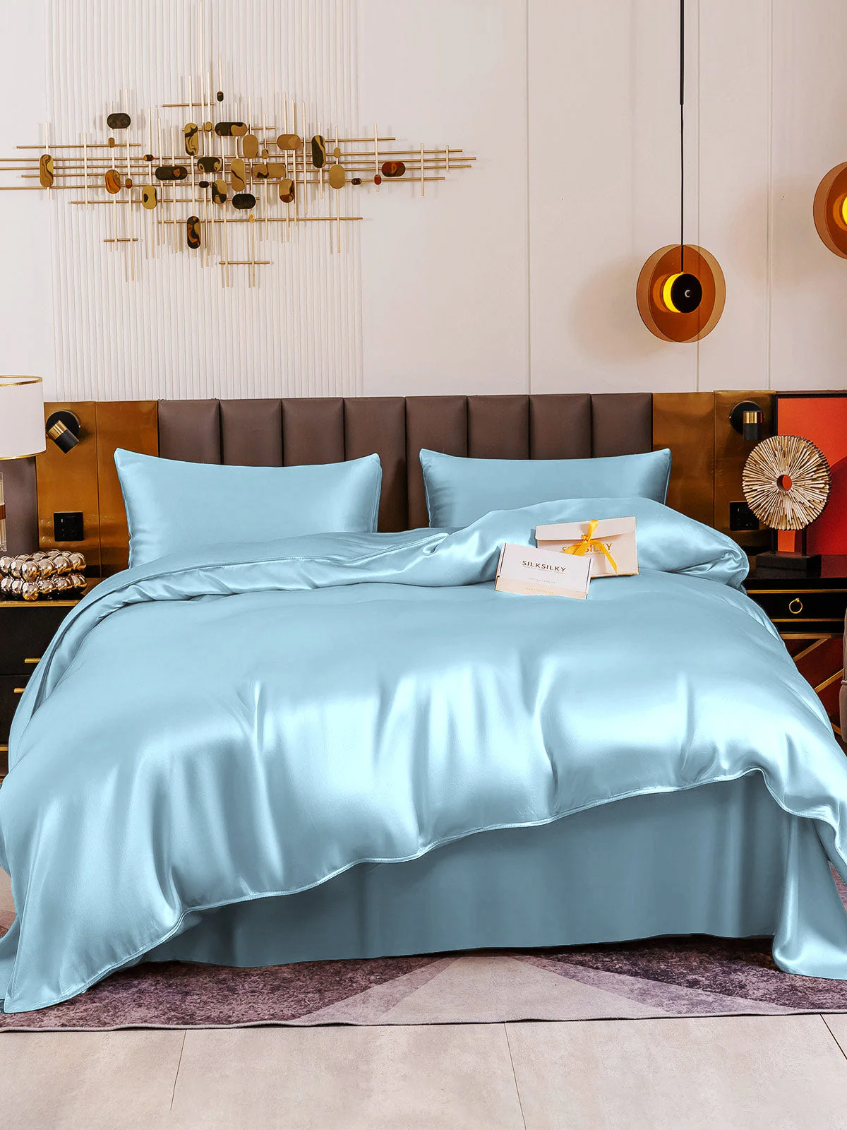 19Momme 4Pcs Silk Set Duvet Cover+Flat Sheet+2x Pillowcases - Image 66