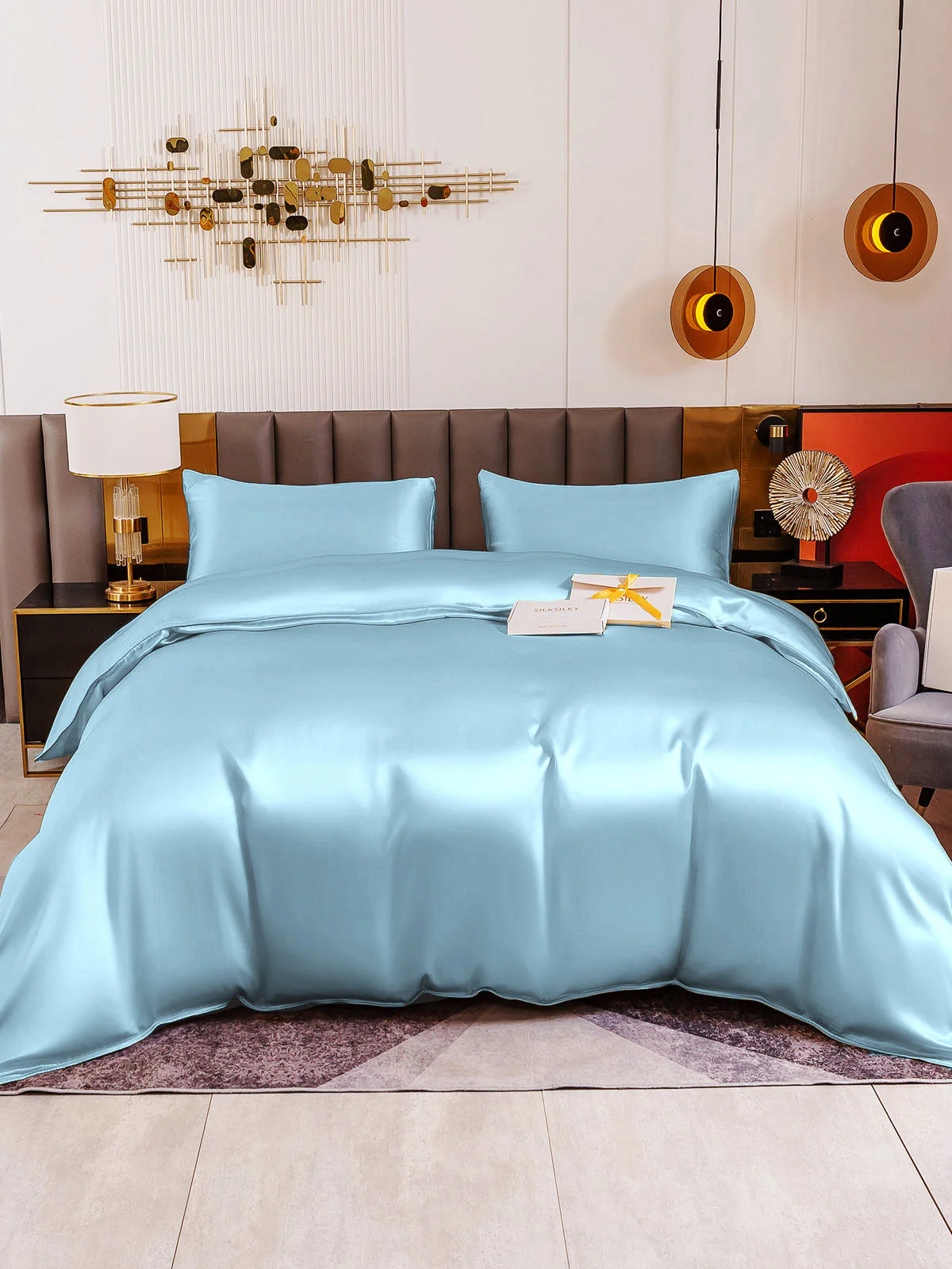 19Momme 4Pcs Silk Set Duvet Cover+Flat Sheet+2x Pillowcases - Image 69