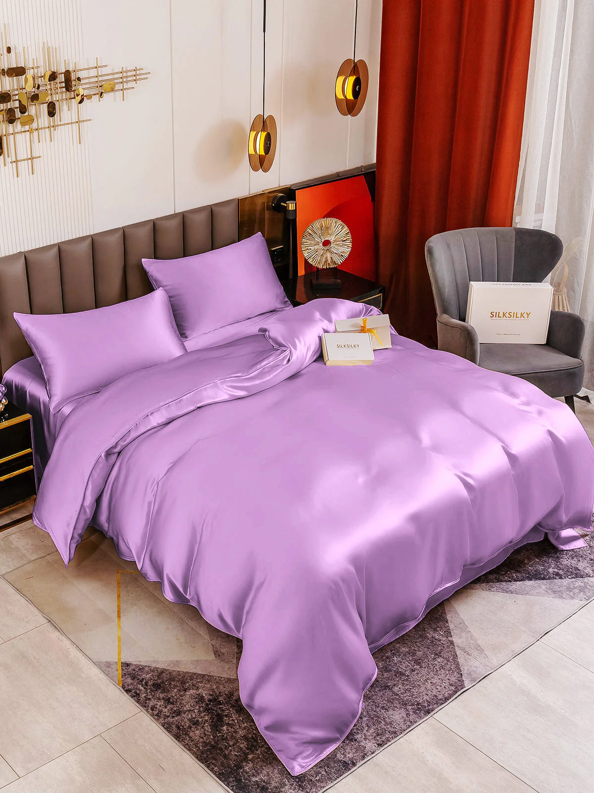 19Momme 4Pcs Silk Set Duvet Cover+Flat Sheet+2x Pillowcases - Image 75