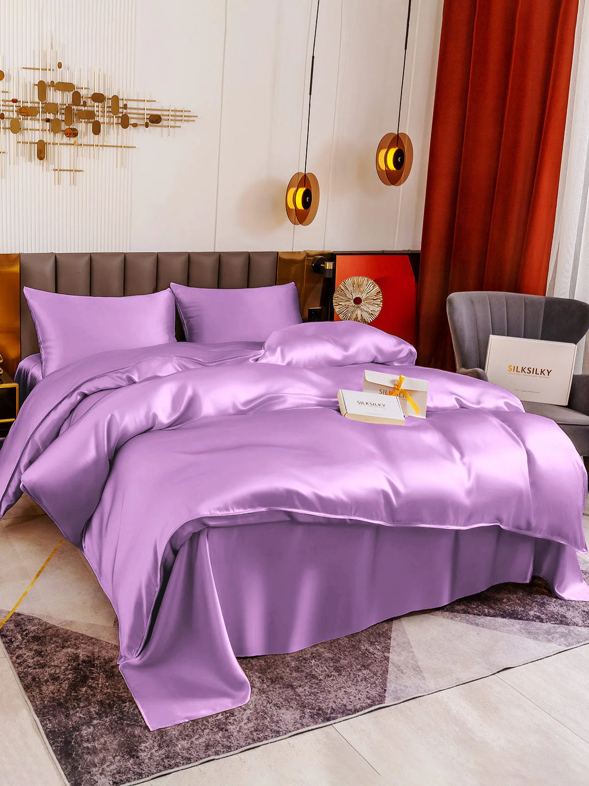 19Momme 4Pcs Silk Set Duvet Cover+Flat Sheet+2x Pillowcases - Image 78