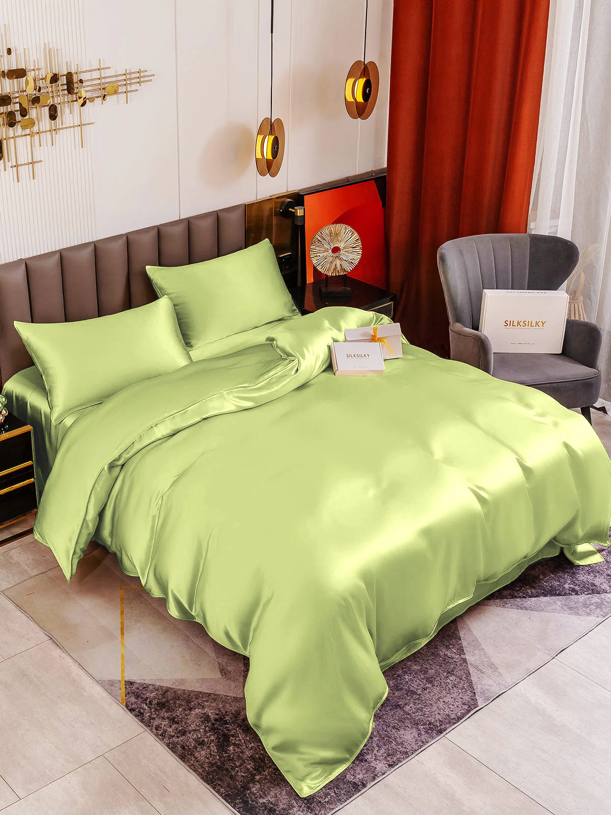 19Momme 4Pcs Silk Set Duvet Cover+Flat Sheet+2x Pillowcases - Image 80