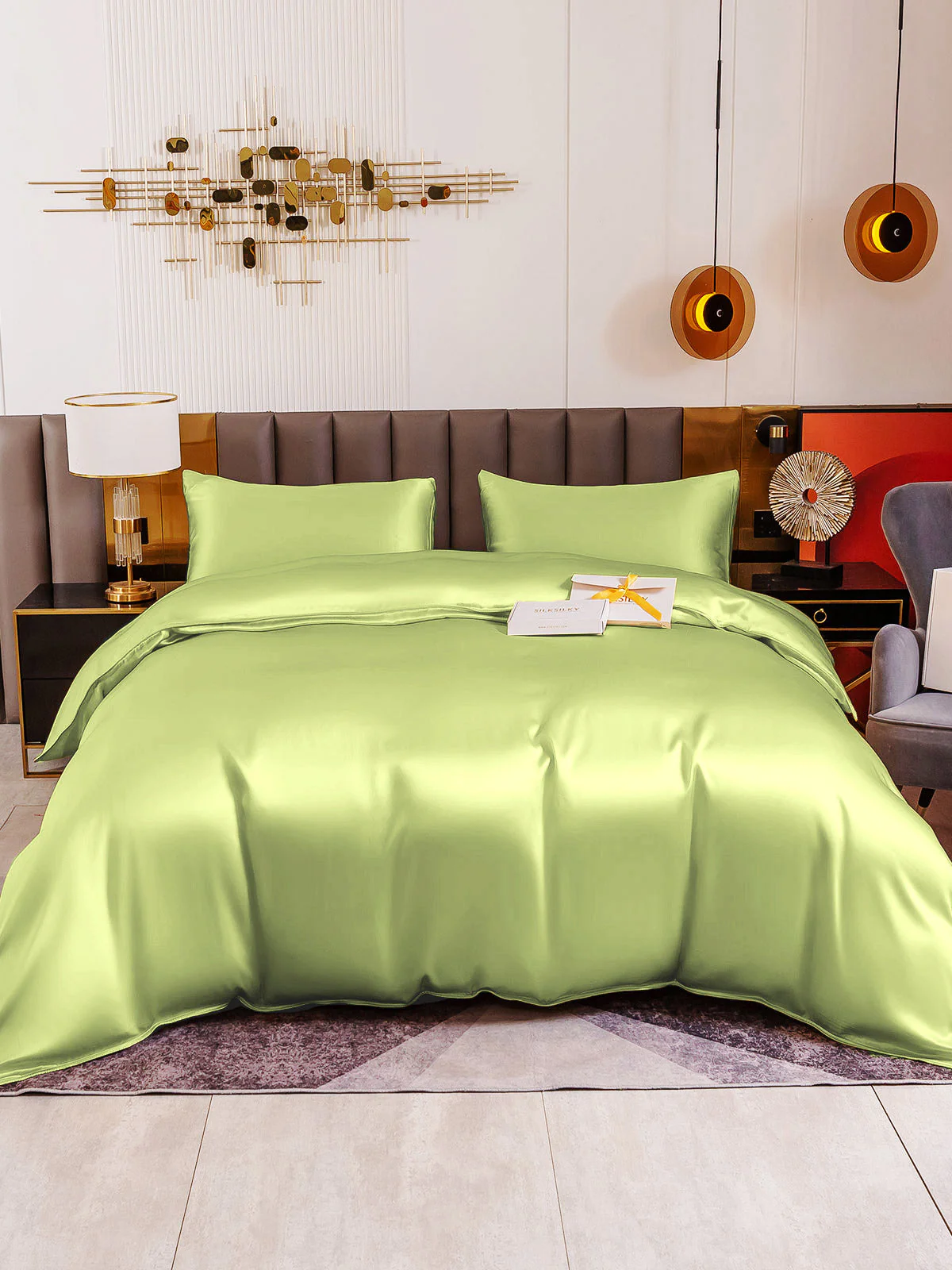 19Momme 4Pcs Silk Set Duvet Cover+Flat Sheet+2x Pillowcases - Image 84