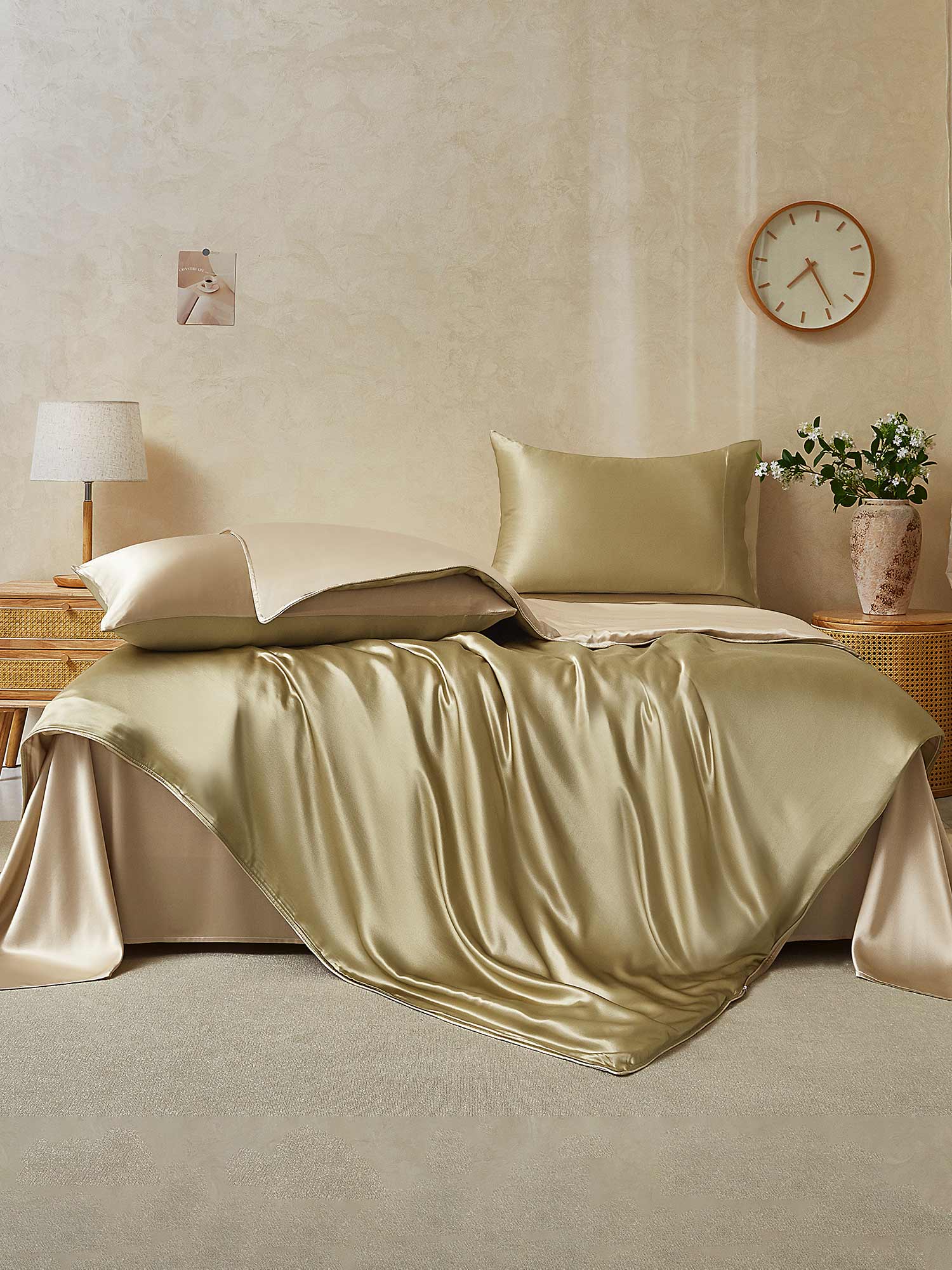 19Momme 4Pcs Silk Set Duvet Cover+Flat Sheet+2x Pillowcases - Image 92