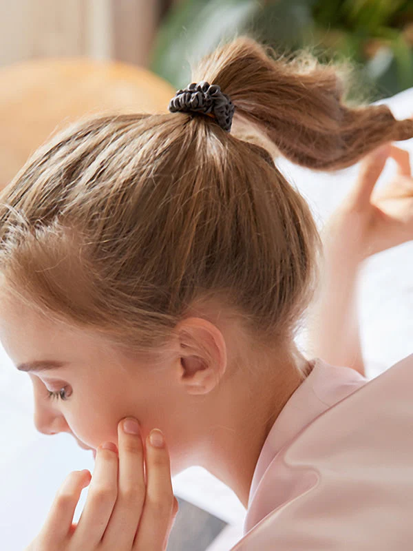 5Pcs Bundle Pure Silk Skinny Hair Scrunchies - 1cm - Image 12