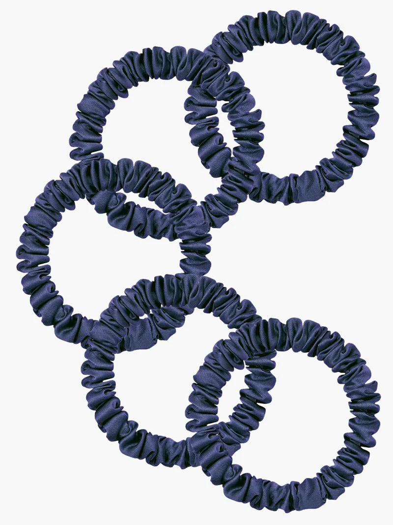 5Pcs Bundle Pure Silk Skinny Hair Scrunchies - 1cm - Image 15
