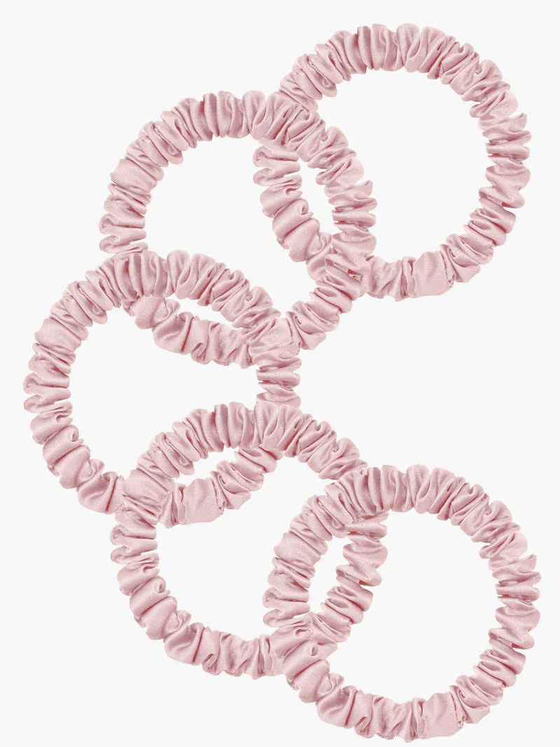 5Pcs Bundle Pure Silk Skinny Hair Scrunchies - 1cm - Image 22