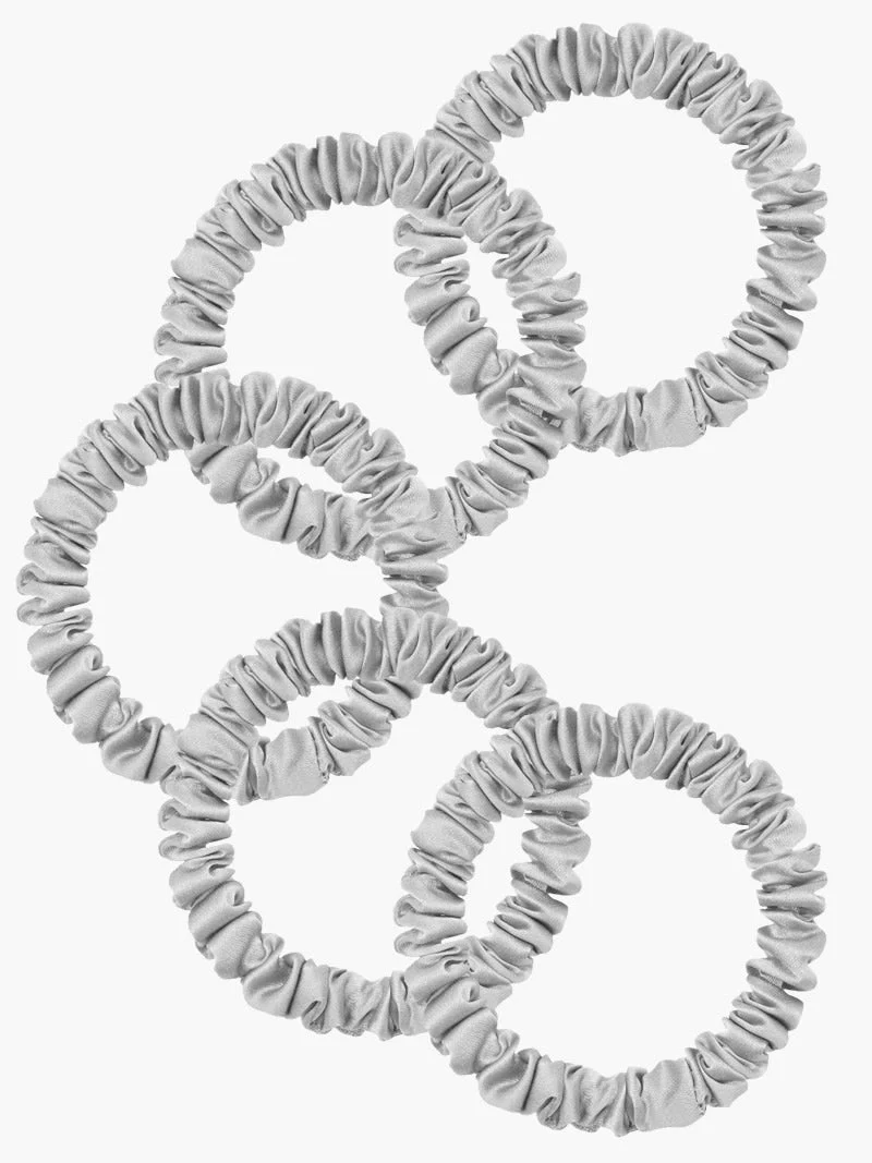 5Pcs Bundle Pure Silk Skinny Hair Scrunchies - 1cm - Image 25