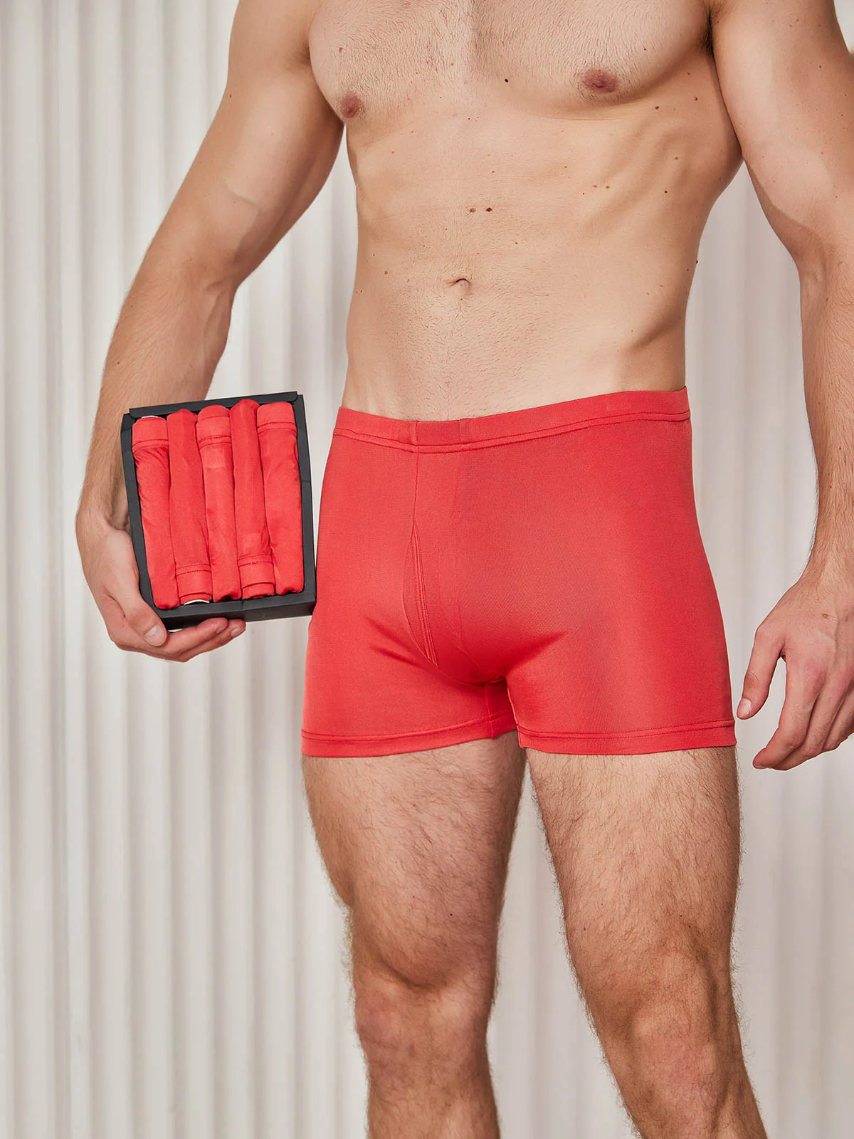 5Pcs Pure Silk Men‘s Boxer Briefs with Fly Opening - Image 14