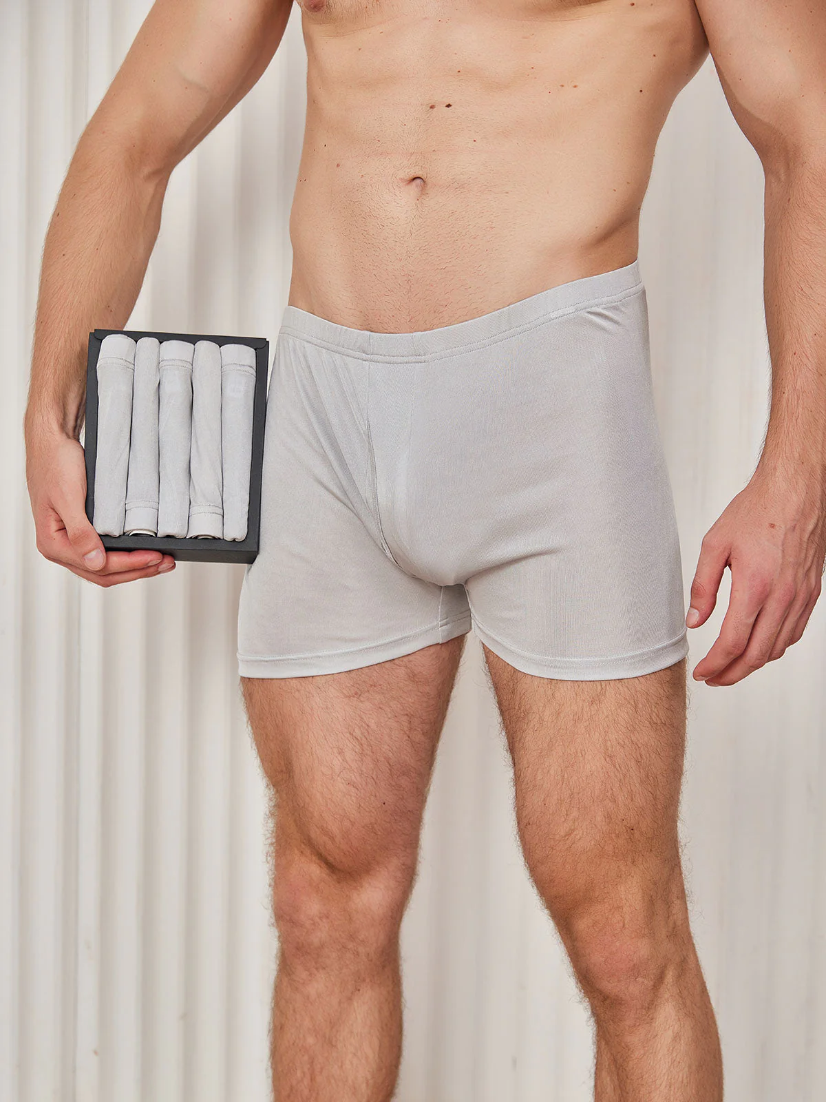 5Pcs Pure Silk Men‘s Boxer Briefs with Fly Opening - Image 16