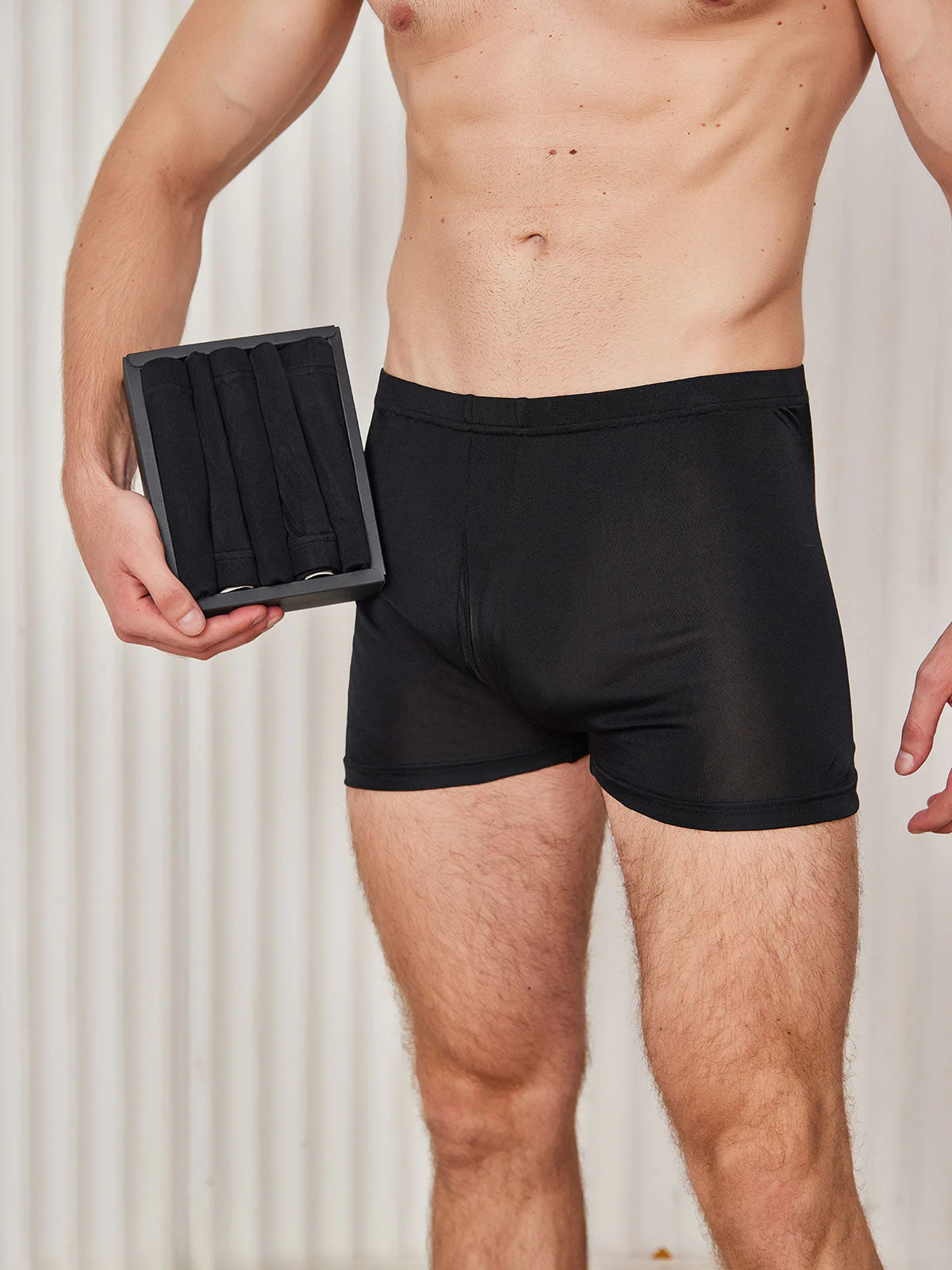 5Pcs Pure Silk Men‘s Boxer Briefs with Fly Opening - Image 19