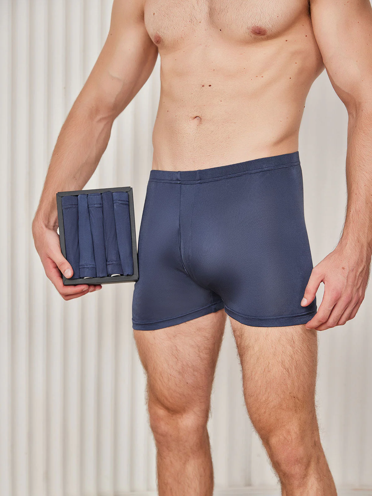 5Pcs Pure Silk Men‘s Boxer Briefs with Fly Opening - Image 3