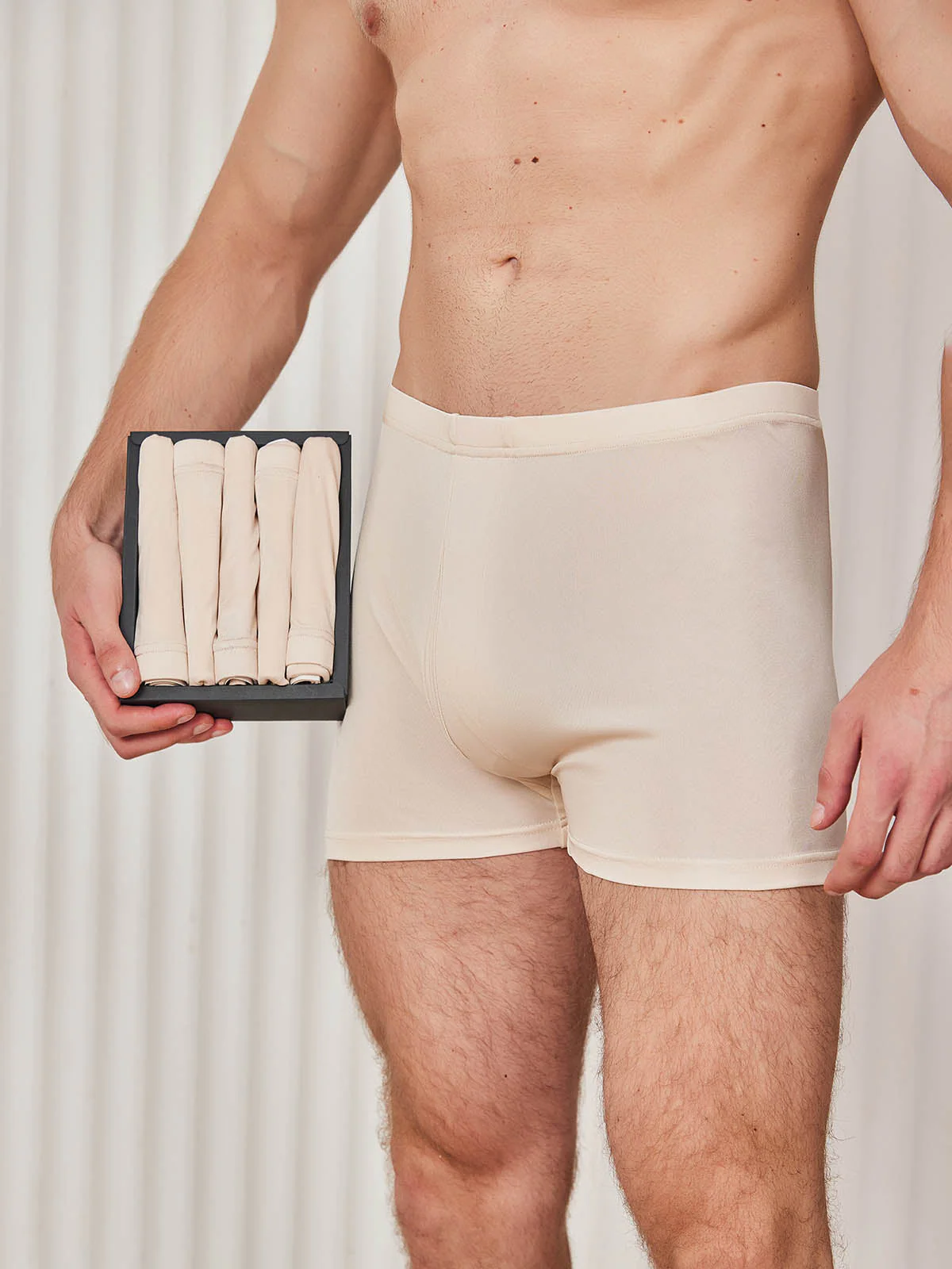 5Pcs Pure Silk Men‘s Boxer Briefs with Fly Opening - Image 5