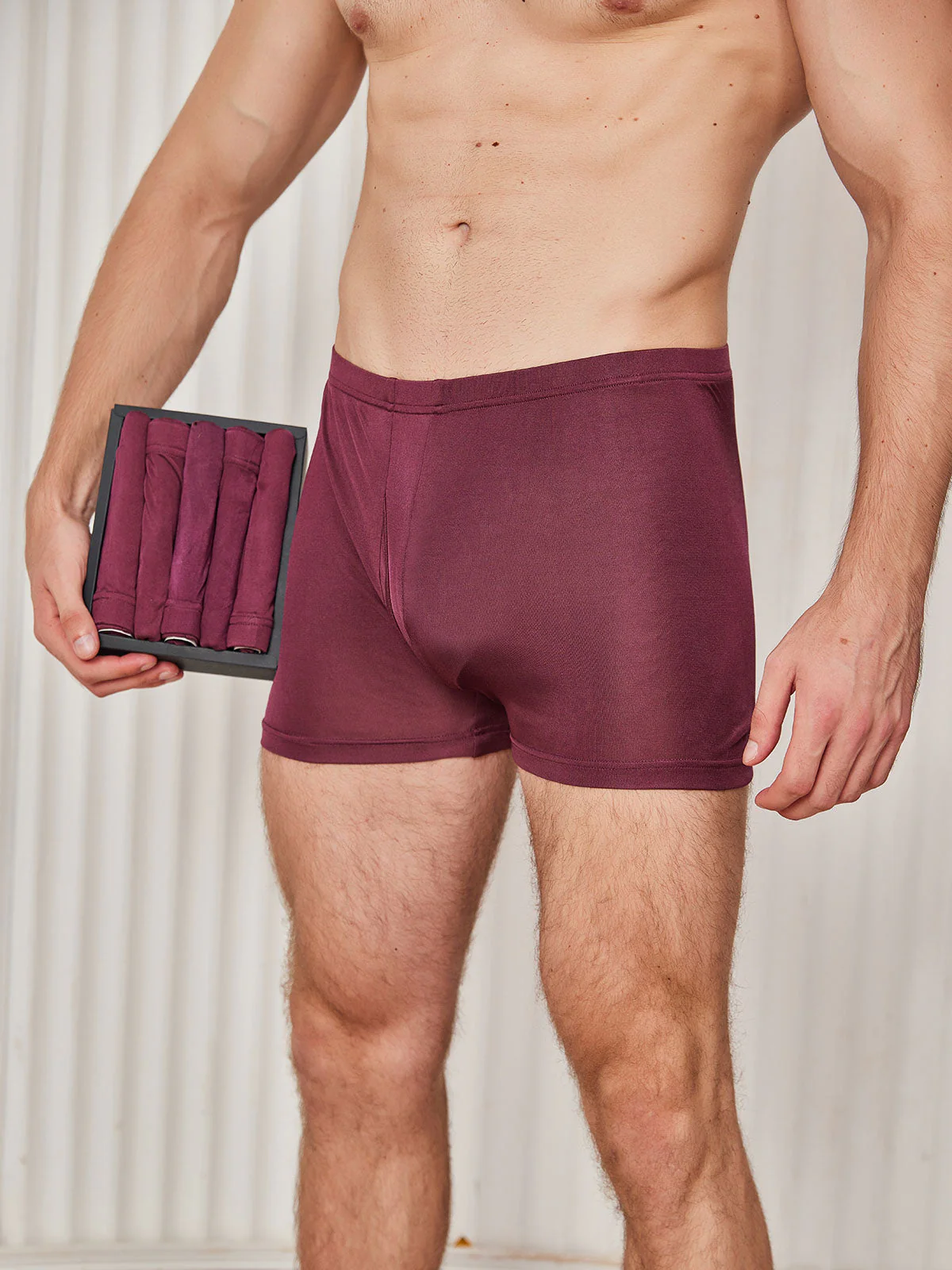 5Pcs Pure Silk Men‘s Boxer Briefs with Fly Opening - Image 9